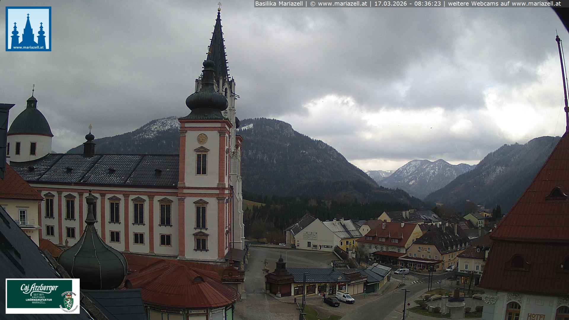 Archiv Foto Webcam Mariazell - Blick auf die Basilika