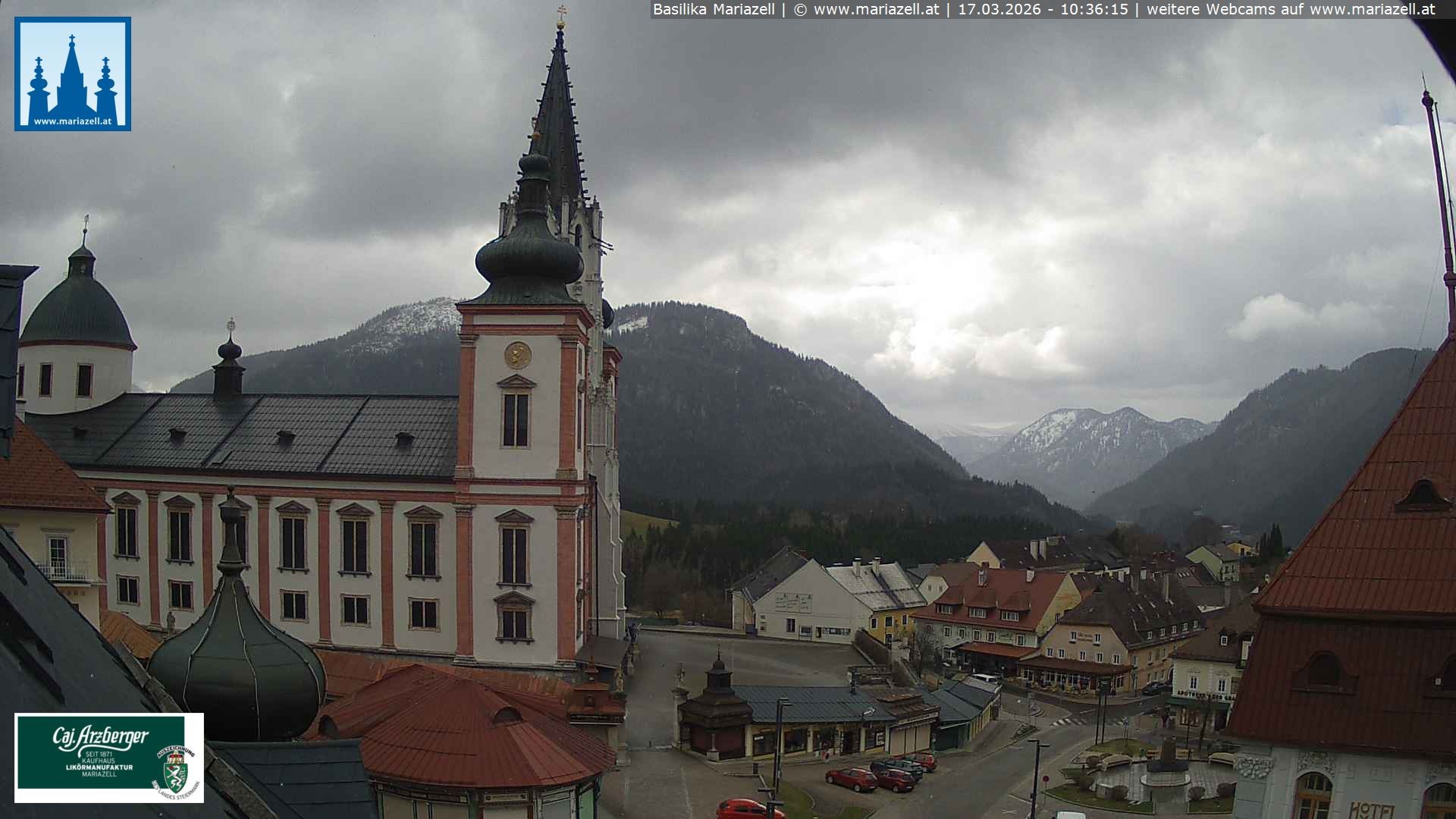 Archiv Foto Webcam Mariazell - Blick auf die Basilika