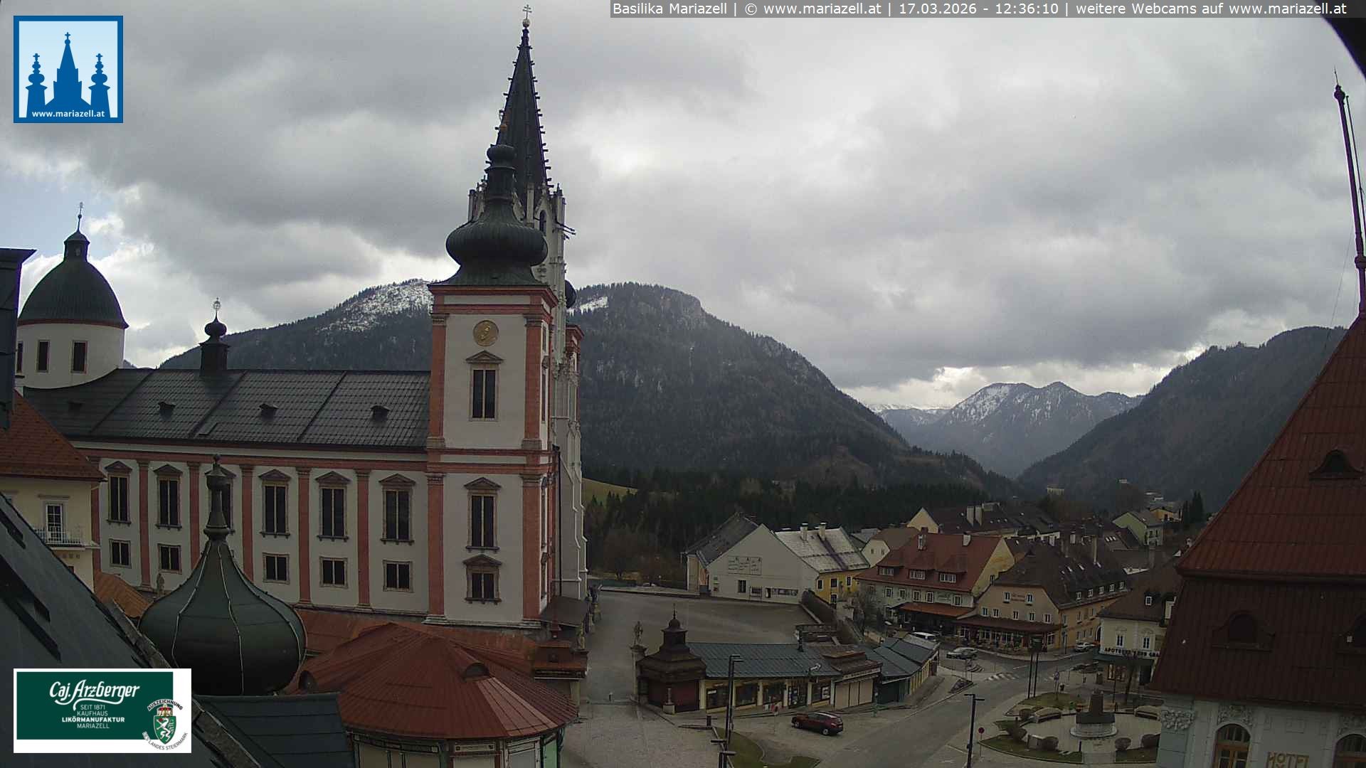Archiv Foto Webcam Mariazell - Blick auf die Basilika