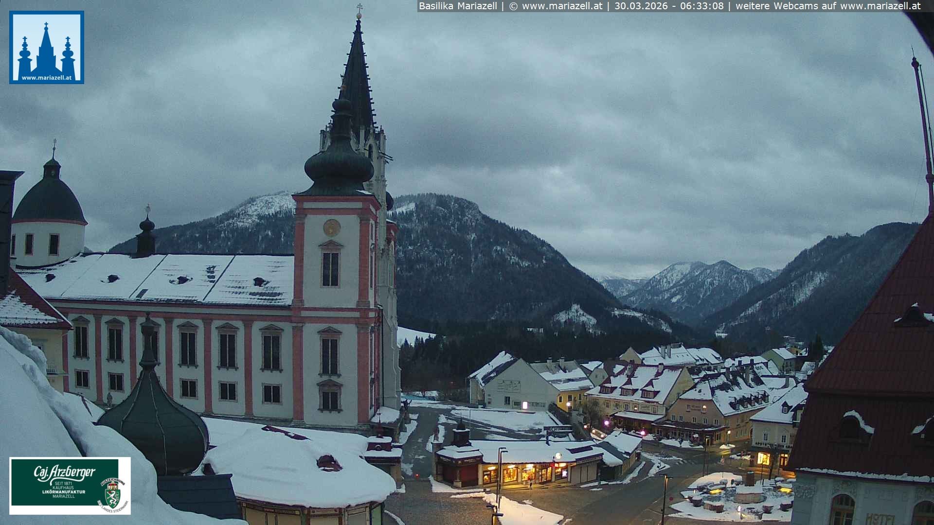 Archiv Foto Webcam Mariazell - Blick auf die Basilika