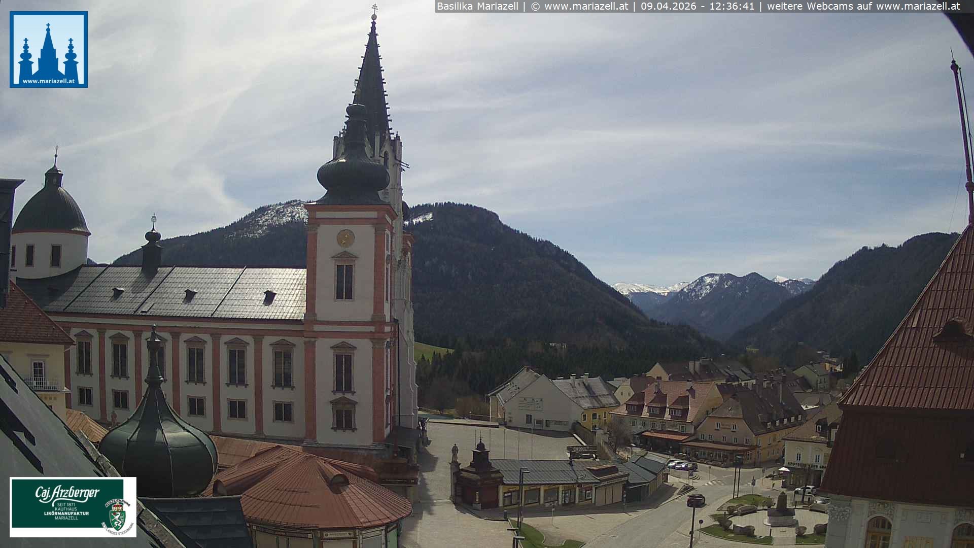 Archiv Foto Webcam Mariazell - Blick auf die Basilika