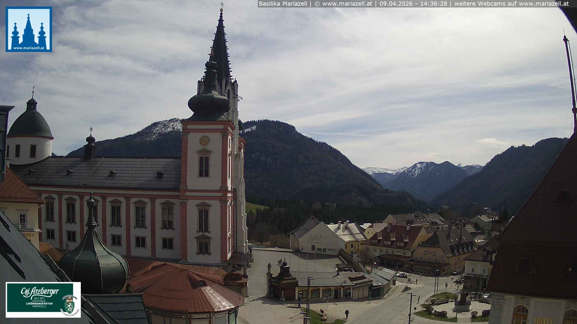 Archiv Foto Webcam Mariazell - Blick auf die Basilika