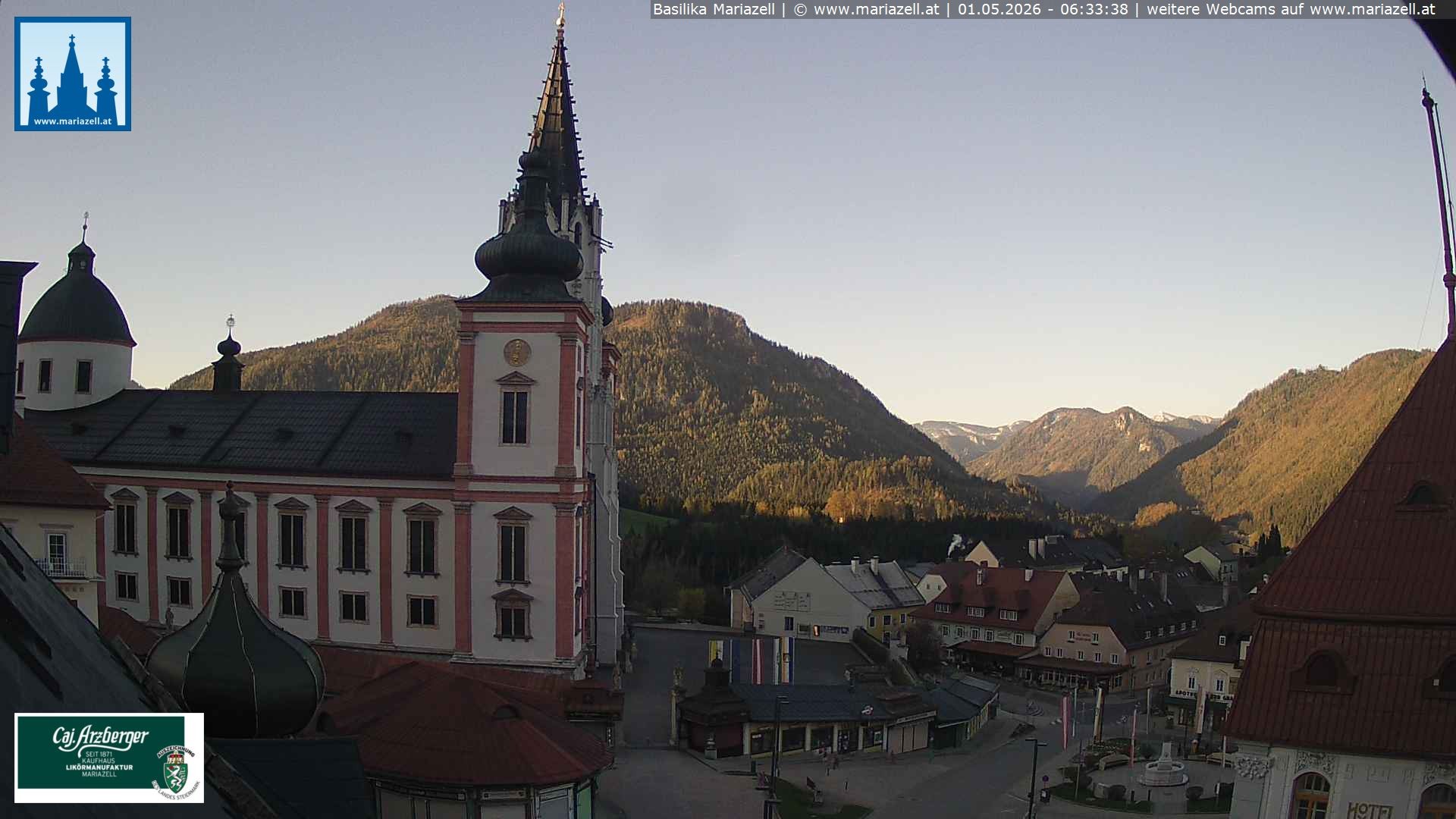 Archiv Foto Webcam Mariazell - Blick auf die Basilika