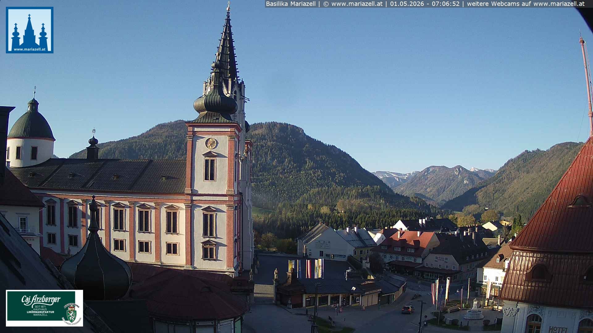 Archiv Foto Webcam Mariazell - Blick auf die Basilika