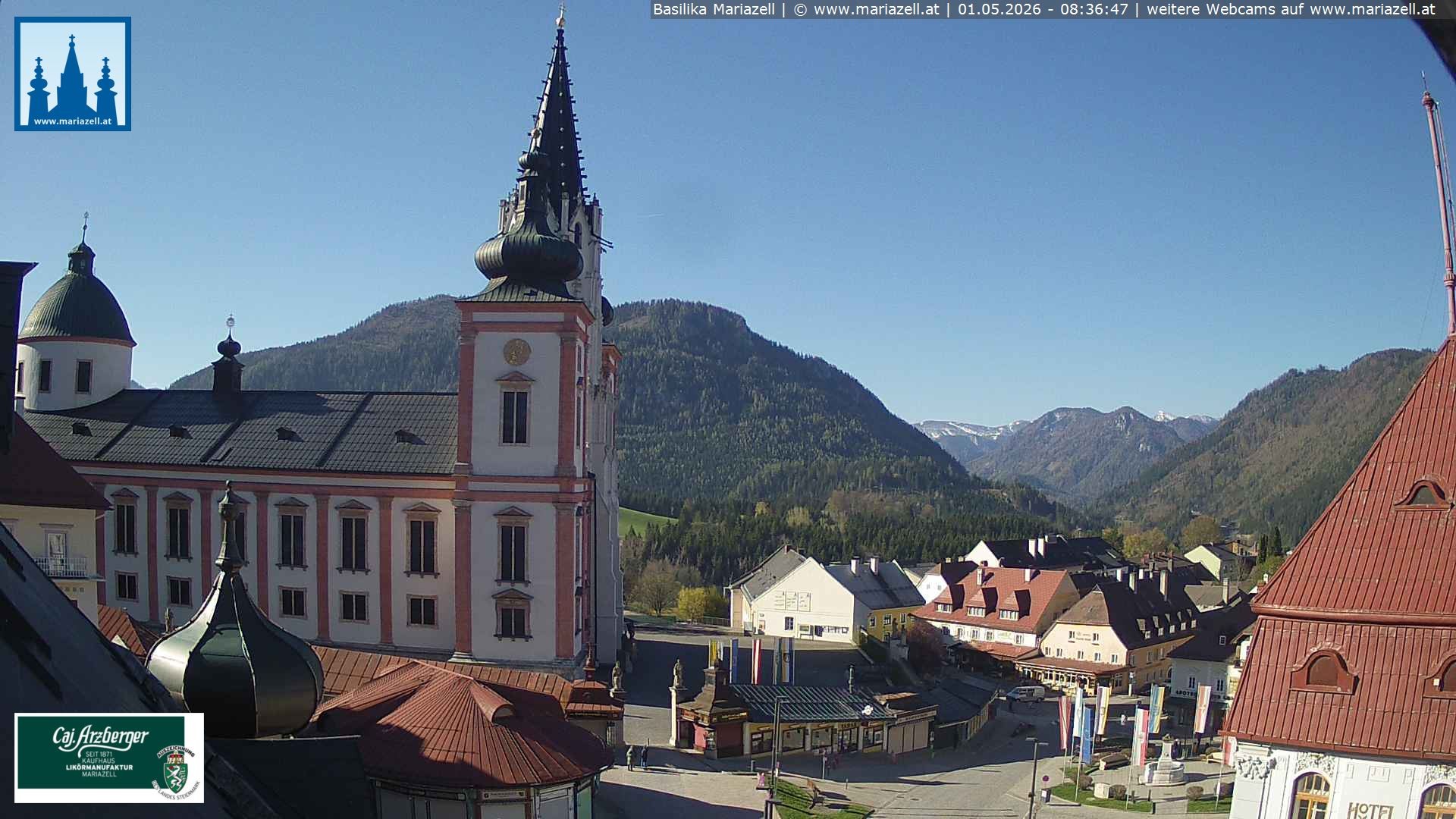 Archiv Foto Webcam Mariazell - Blick auf die Basilika