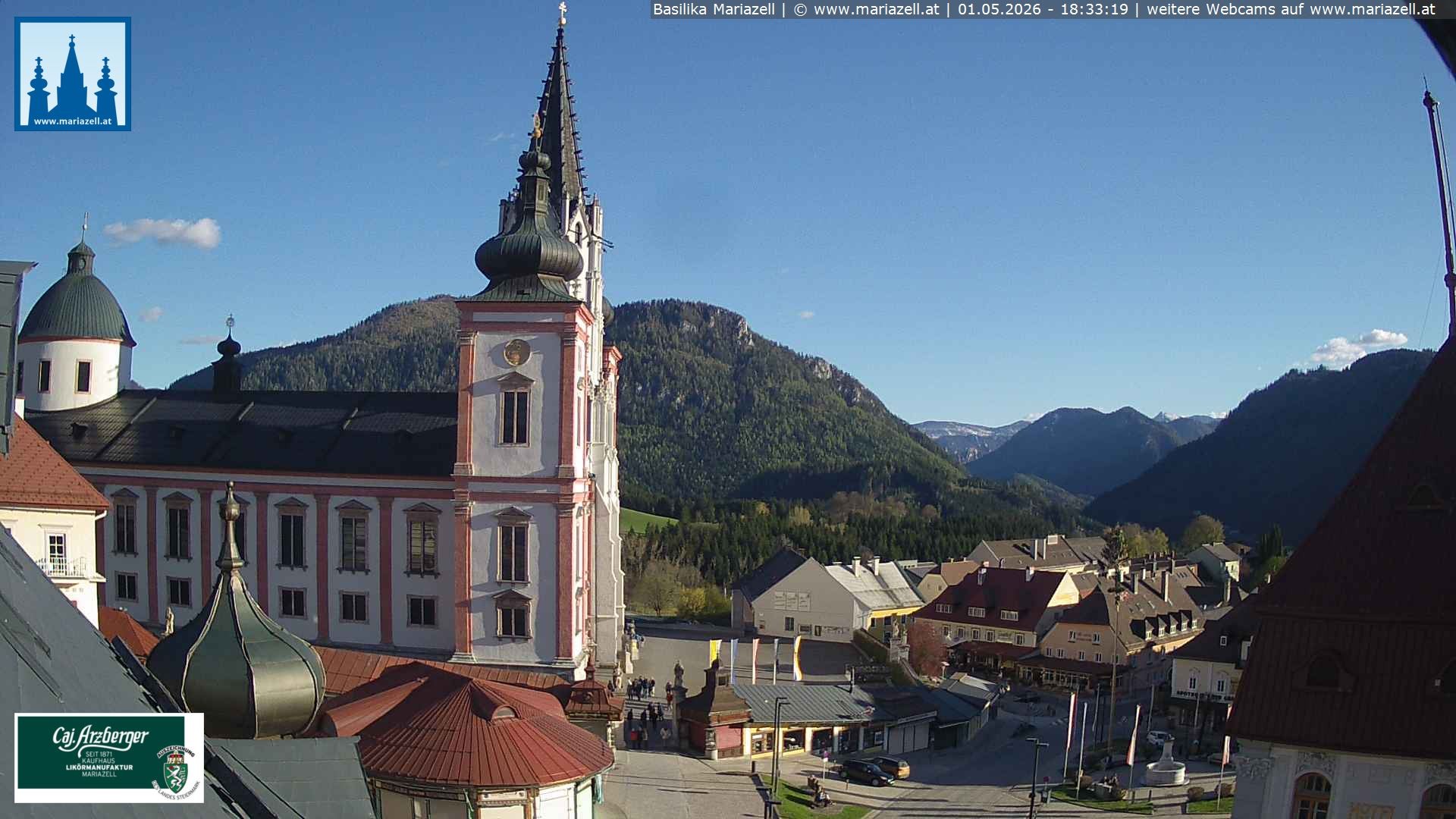 Archiv Foto Webcam Mariazell - Blick auf die Basilika