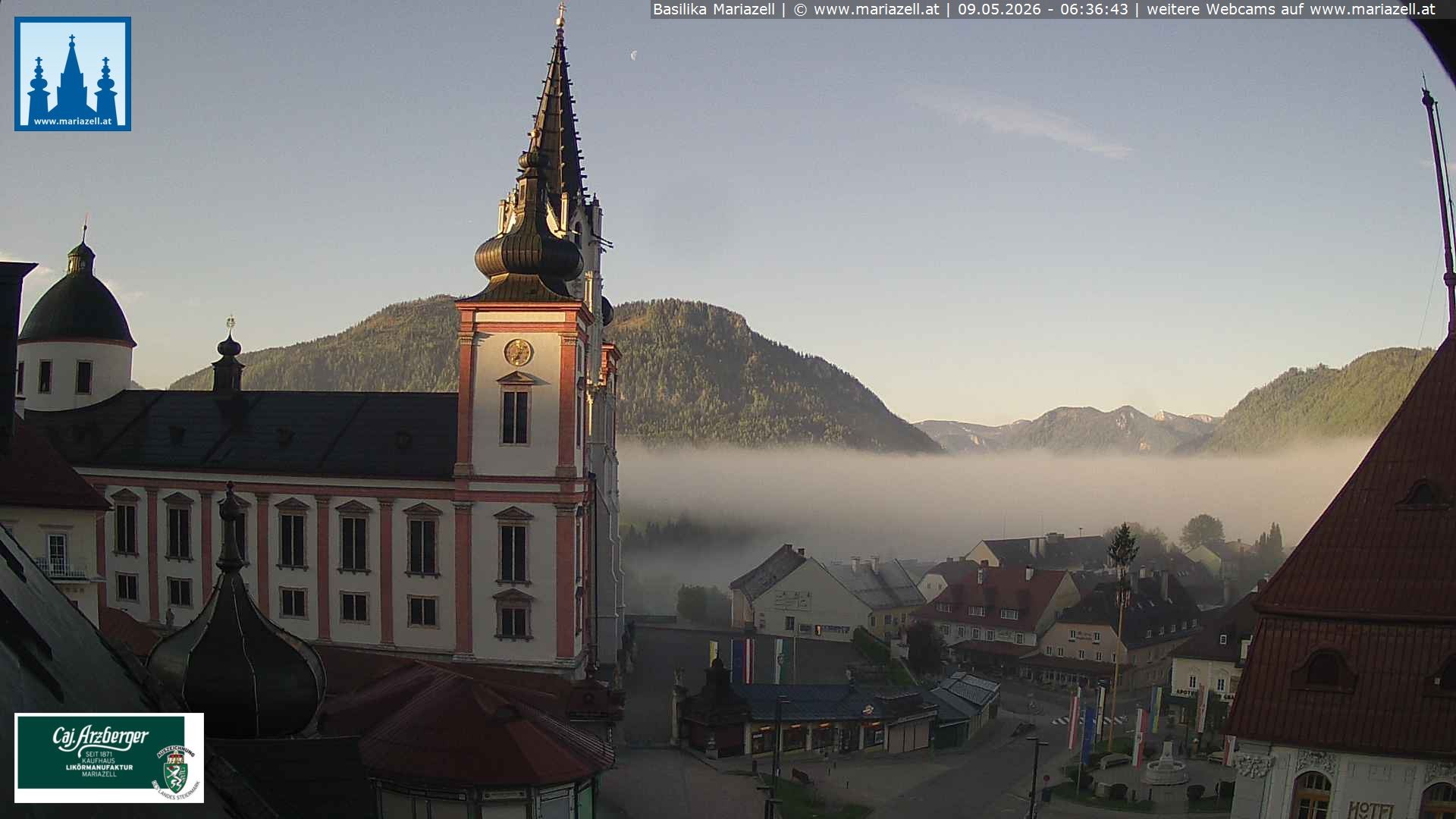 Archiv Foto Webcam Mariazell - Blick auf die Basilika