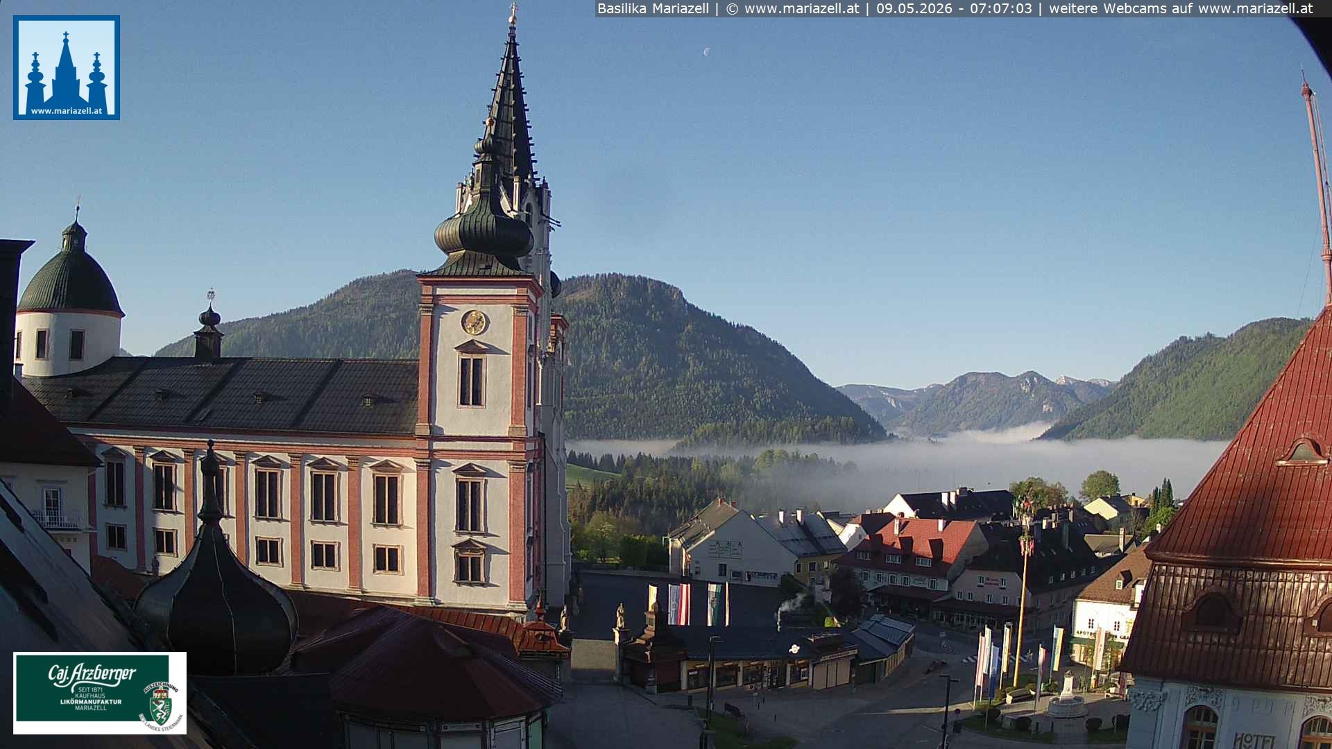 Archiv Foto Webcam Mariazell - Blick auf die Basilika