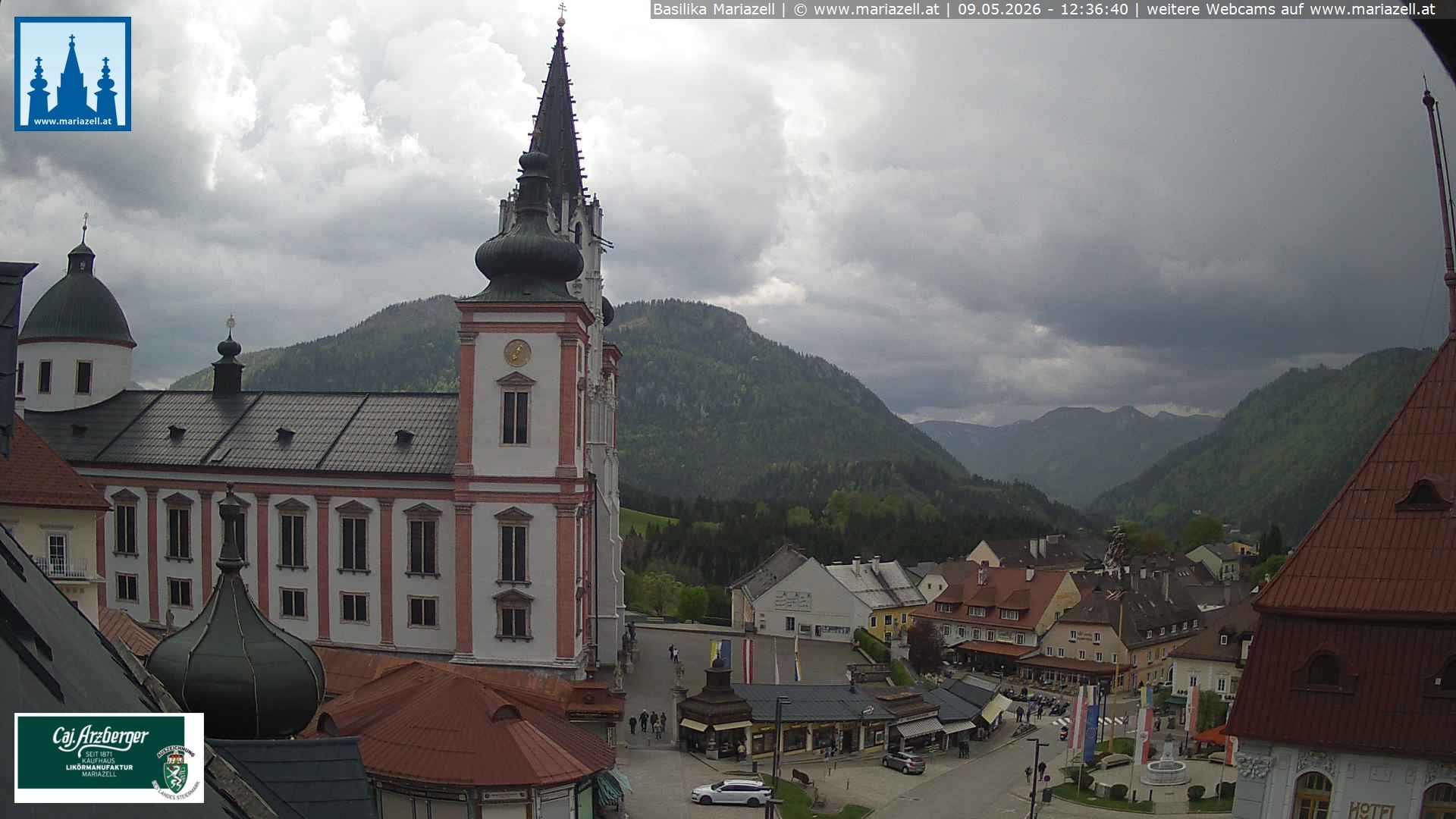 Archiv Foto Webcam Mariazell - Blick auf die Basilika