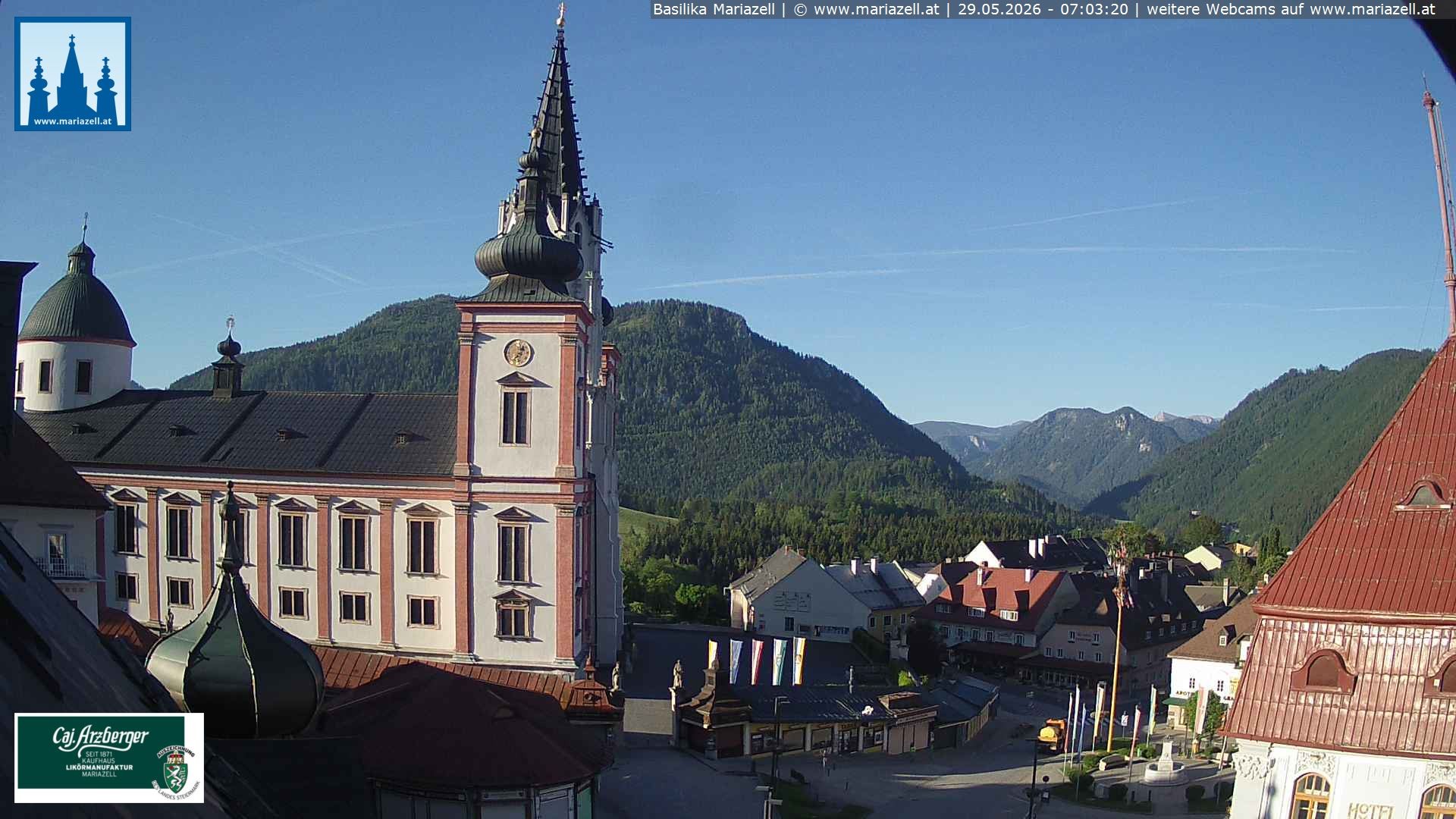 Archiv Foto Webcam Mariazell - Blick auf die Basilika
