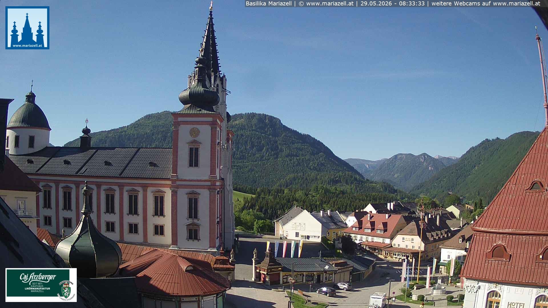 Archiv Foto Webcam Mariazell - Blick auf die Basilika