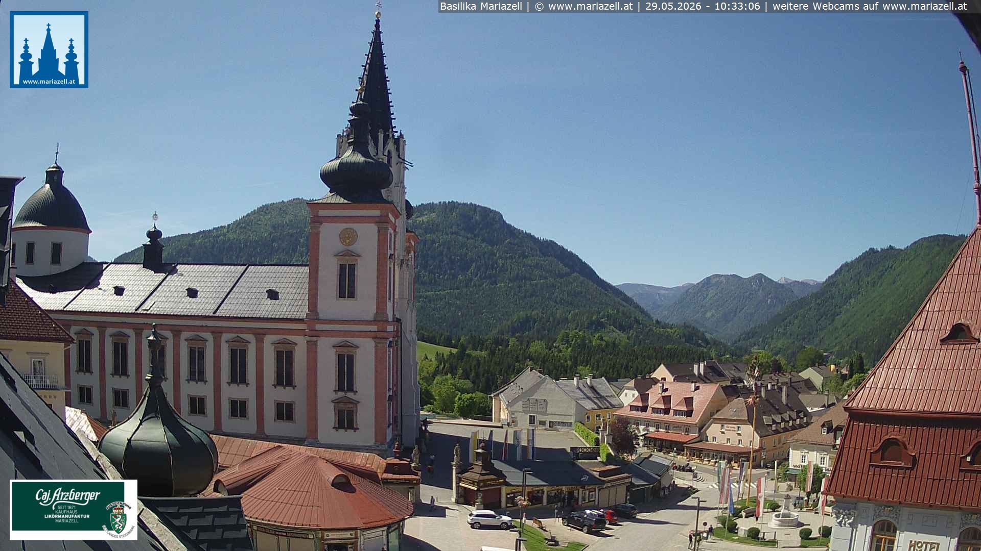 Archiv Foto Webcam Mariazell - Blick auf die Basilika