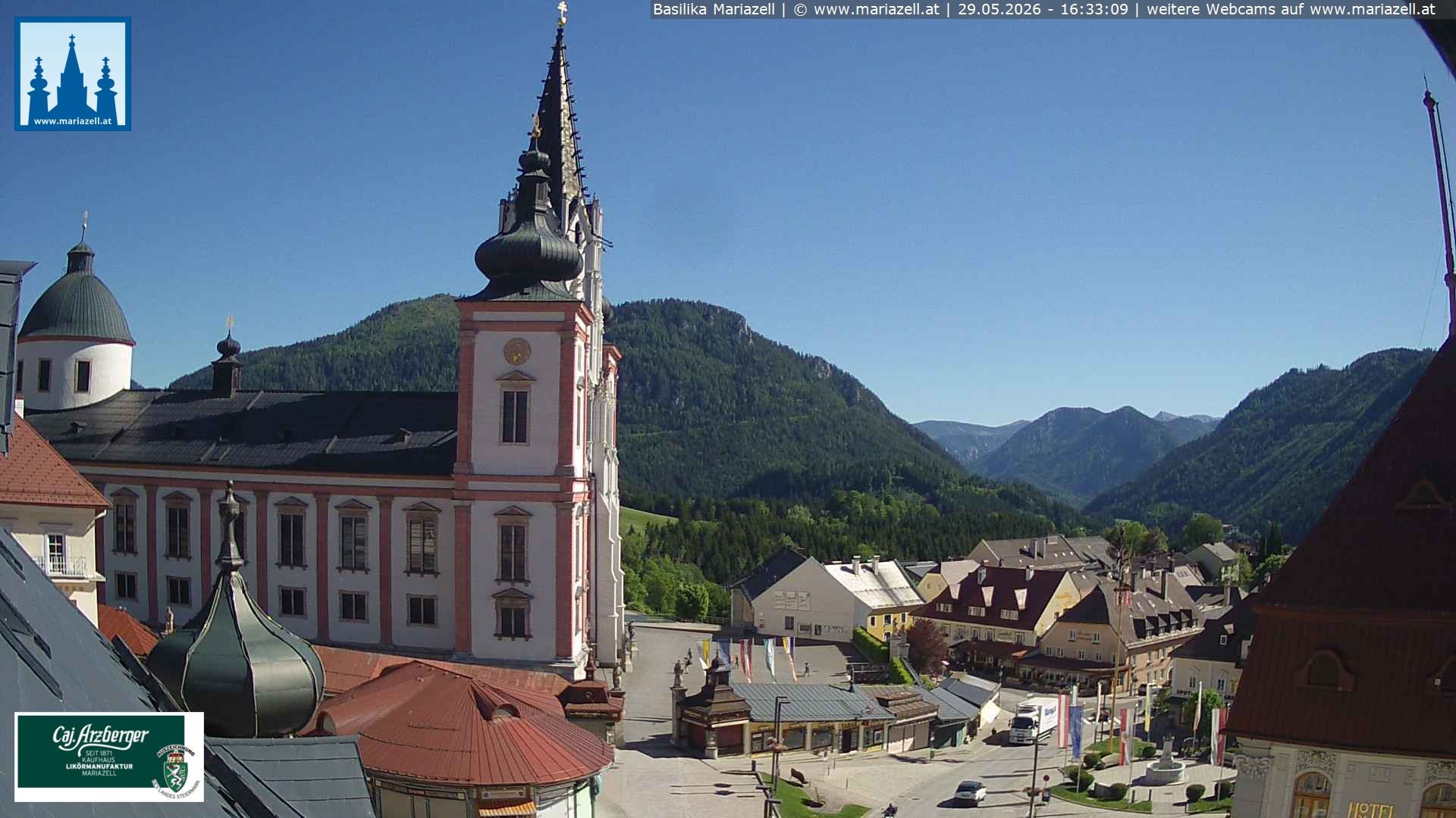 Archiv Foto Webcam Mariazell - Blick auf die Basilika