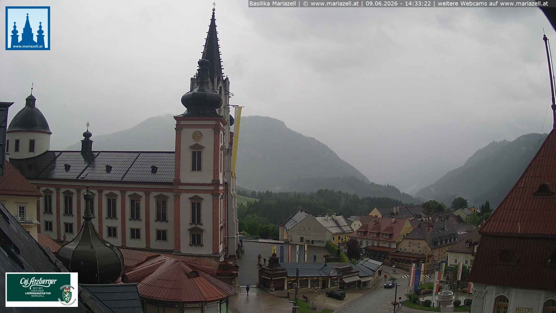 Archiv Foto Webcam Mariazell - Blick auf die Basilika