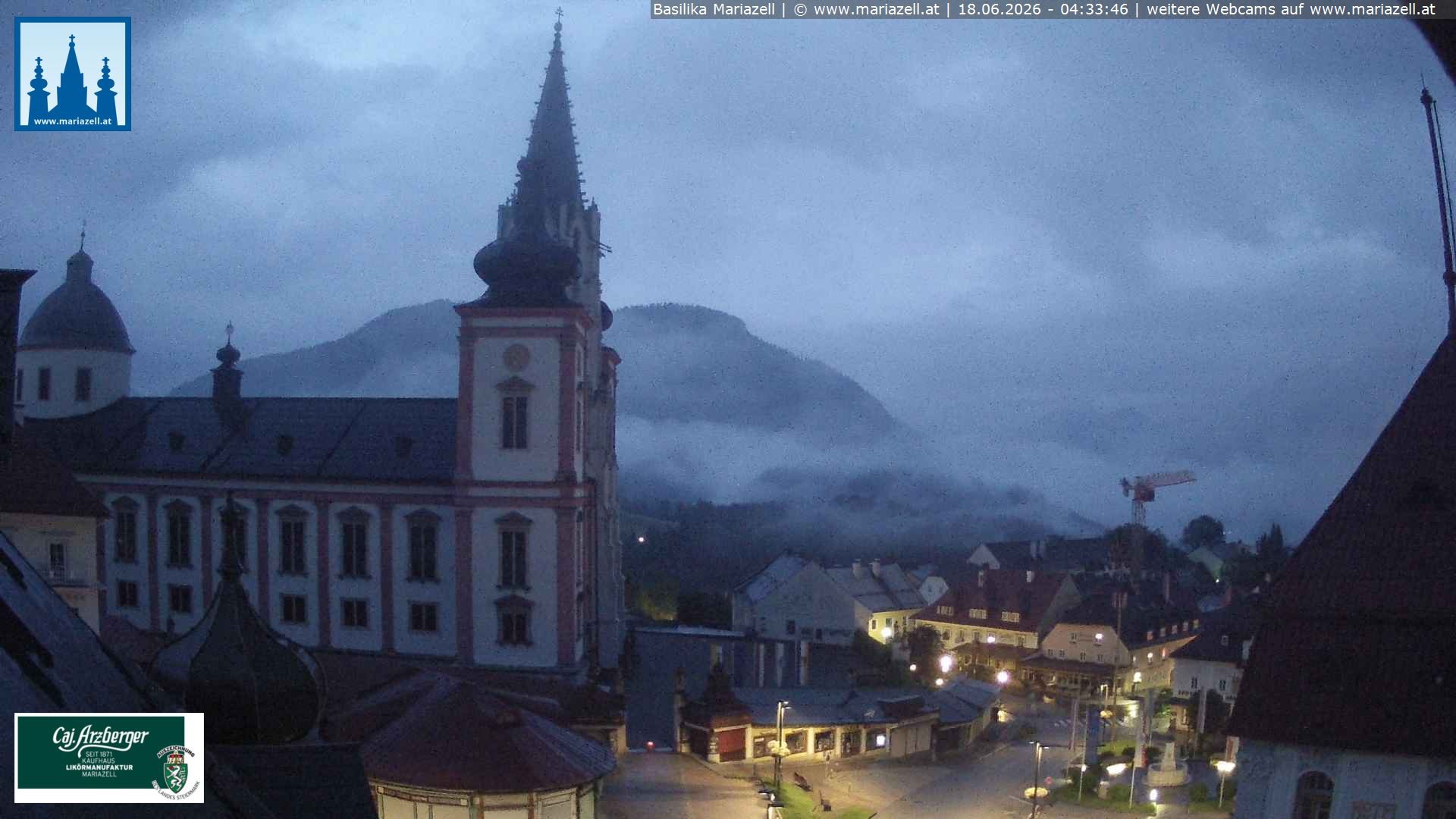 Archiv Foto Webcam Mariazell - Blick auf die Basilika