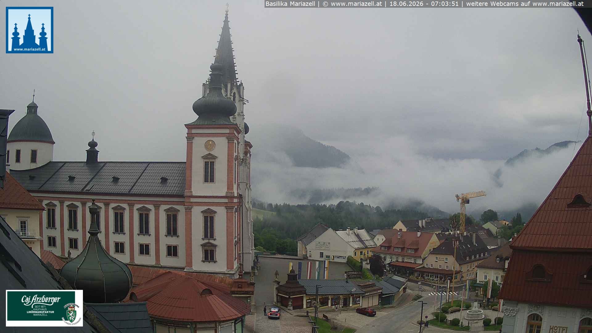 Archiv Foto Webcam Mariazell - Blick auf die Basilika