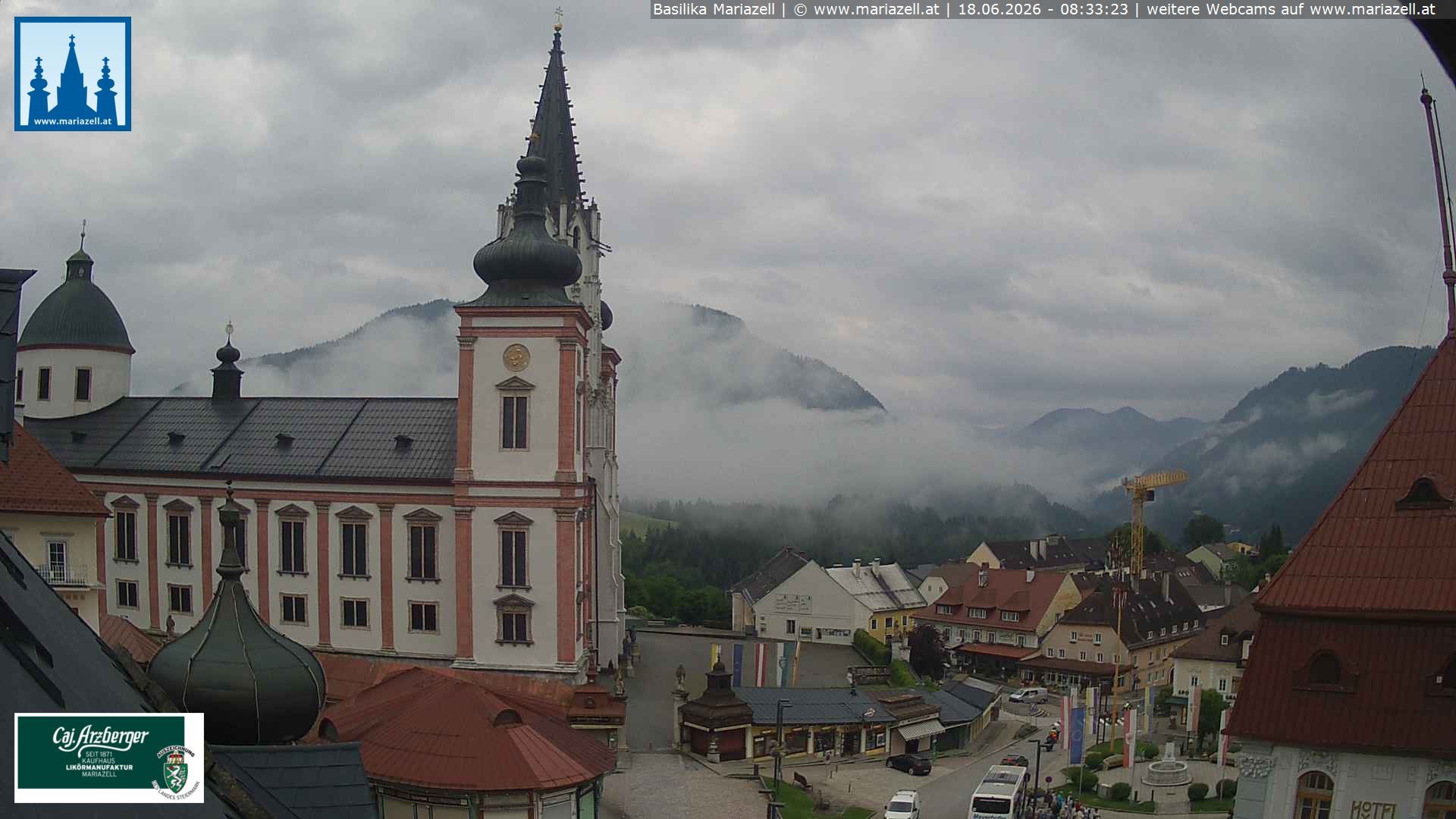 Archiv Foto Webcam Mariazell - Blick auf die Basilika