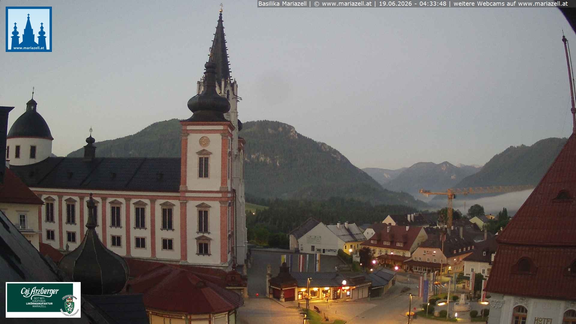 Archiv Foto Webcam Mariazell - Blick auf die Basilika
