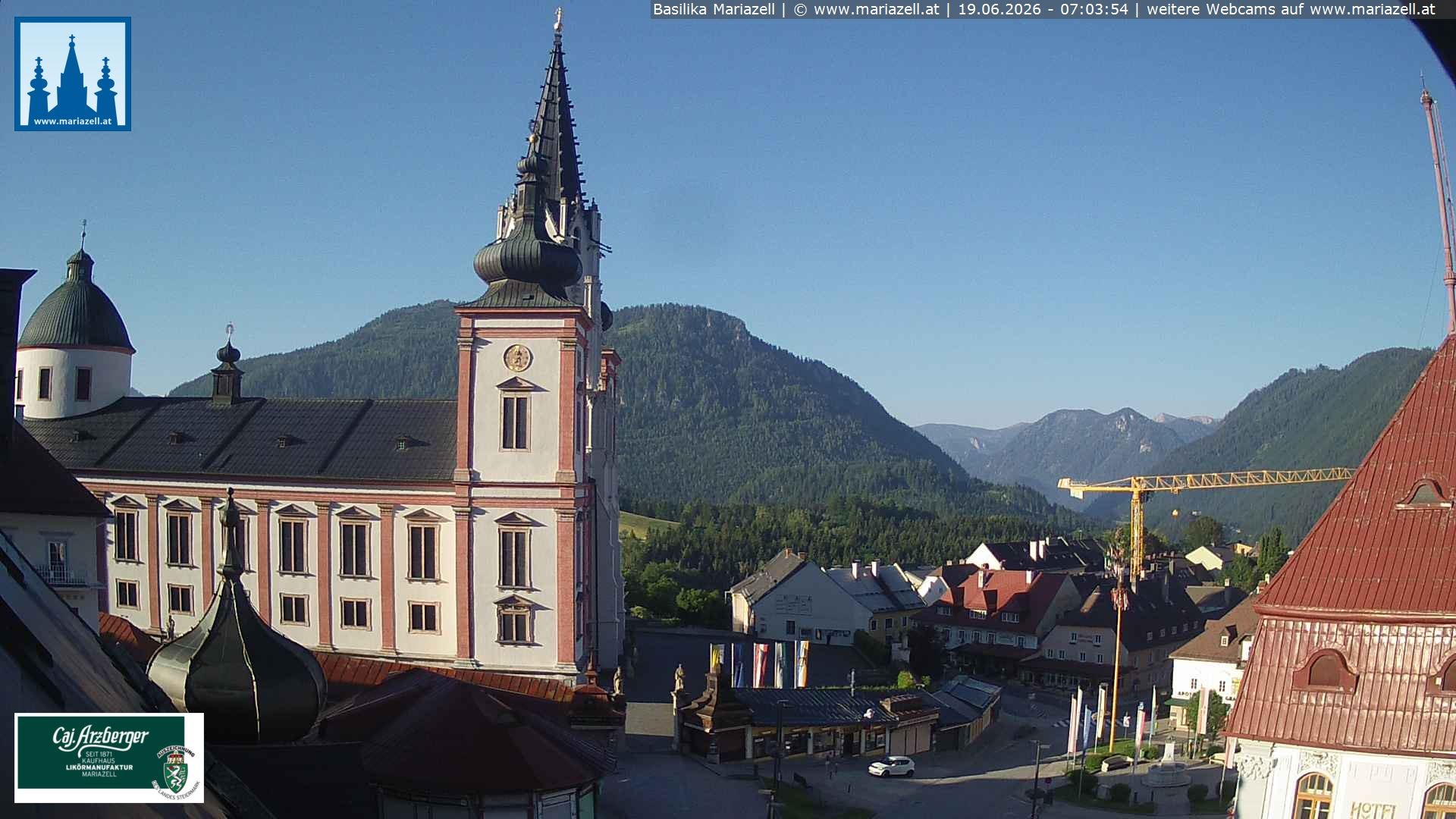 Archiv Foto Webcam Mariazell - Blick auf die Basilika