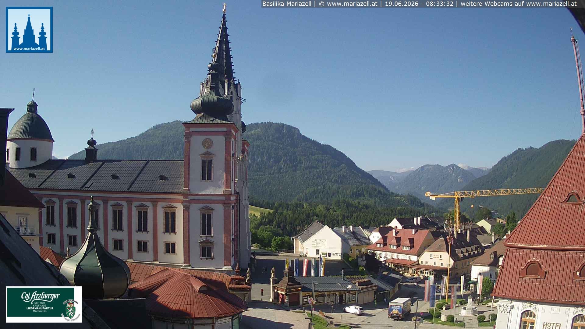 Archiv Foto Webcam Mariazell - Blick auf die Basilika