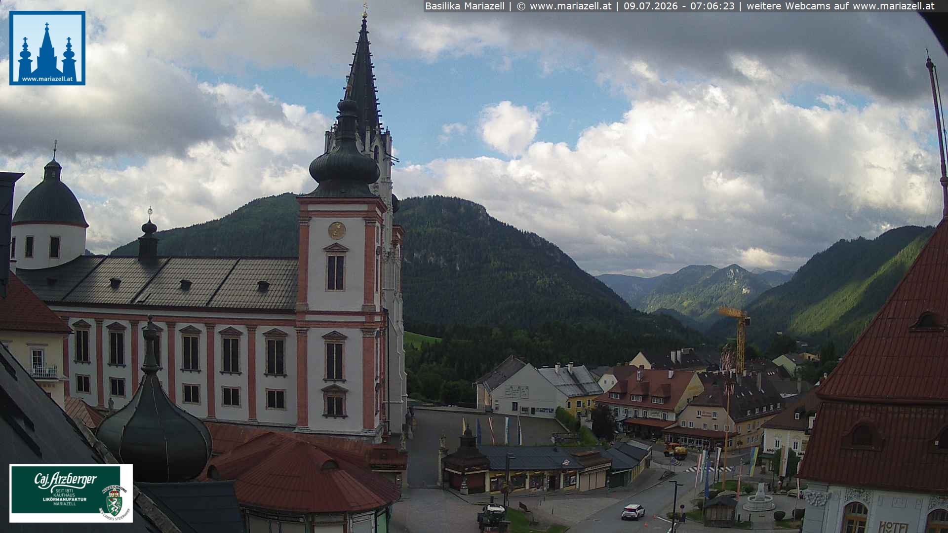 Archiv Foto Webcam Mariazell - Blick auf die Basilika