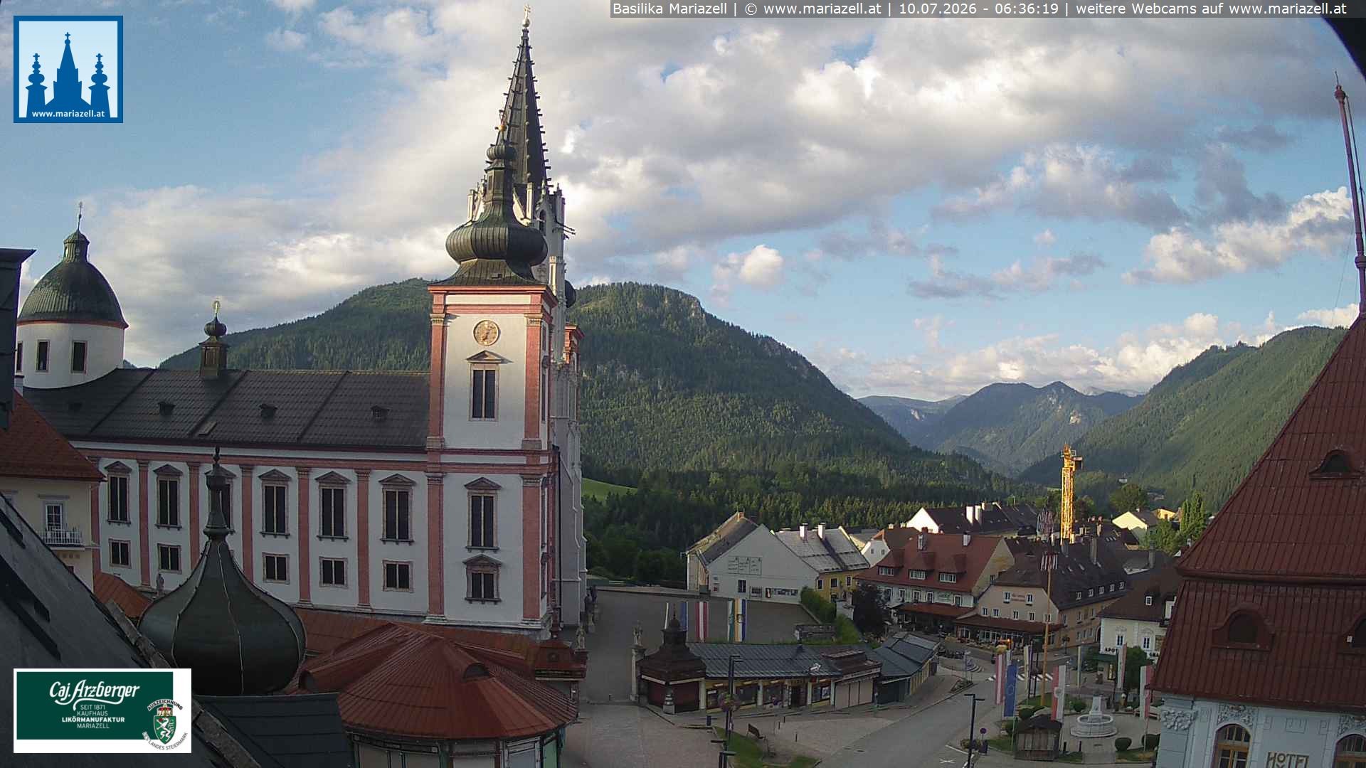 Archiv Foto Webcam Mariazell - Blick auf die Basilika
