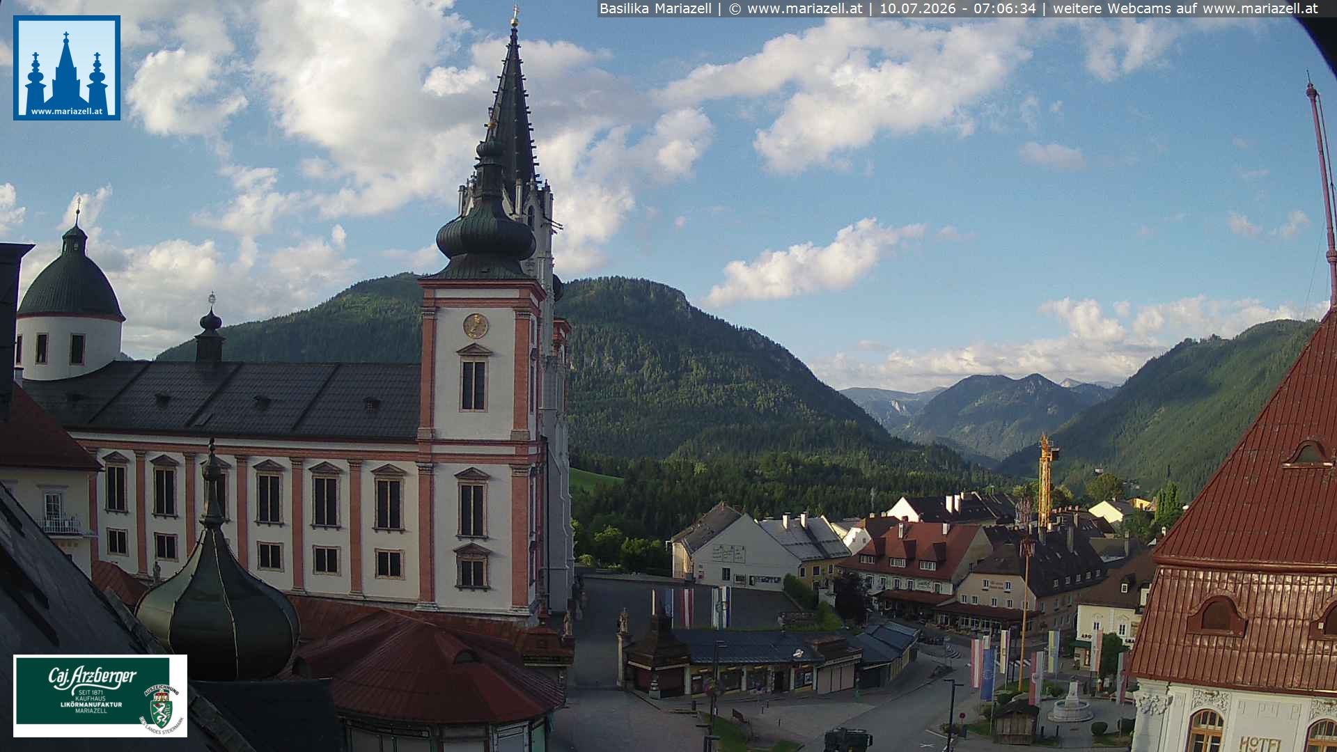 Archiv Foto Webcam Mariazell - Blick auf die Basilika
