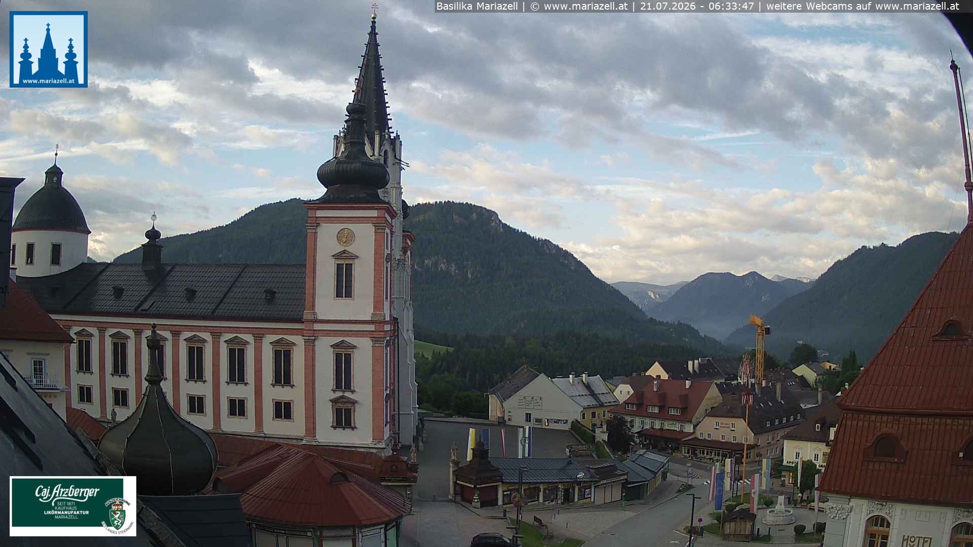 Archiv Foto Webcam Mariazell - Blick auf die Basilika
