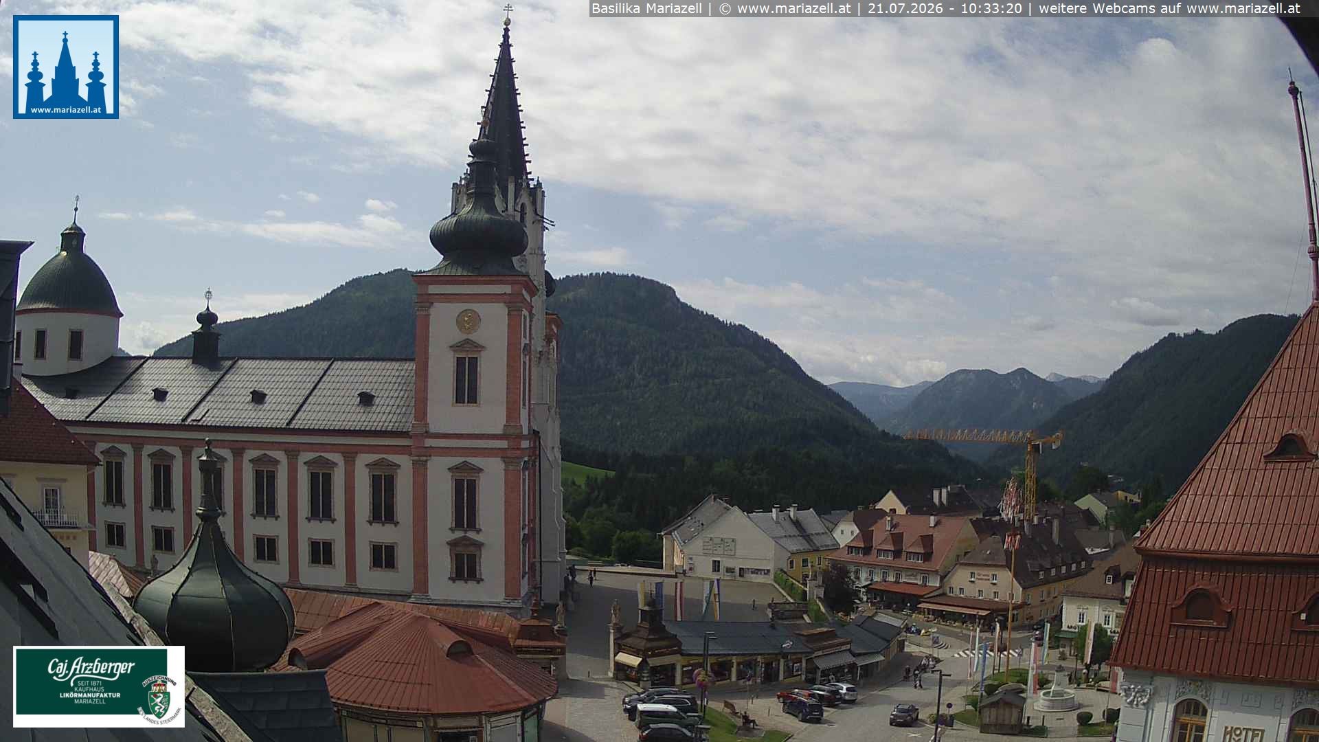 Archiv Foto Webcam Mariazell - Blick auf die Basilika