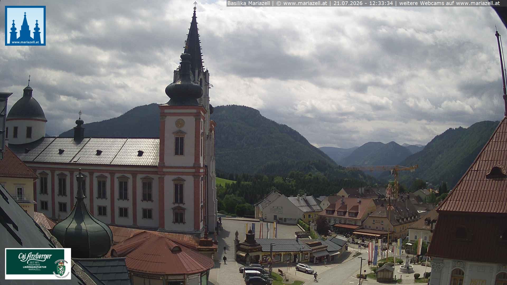 Archiv Foto Webcam Mariazell - Blick auf die Basilika