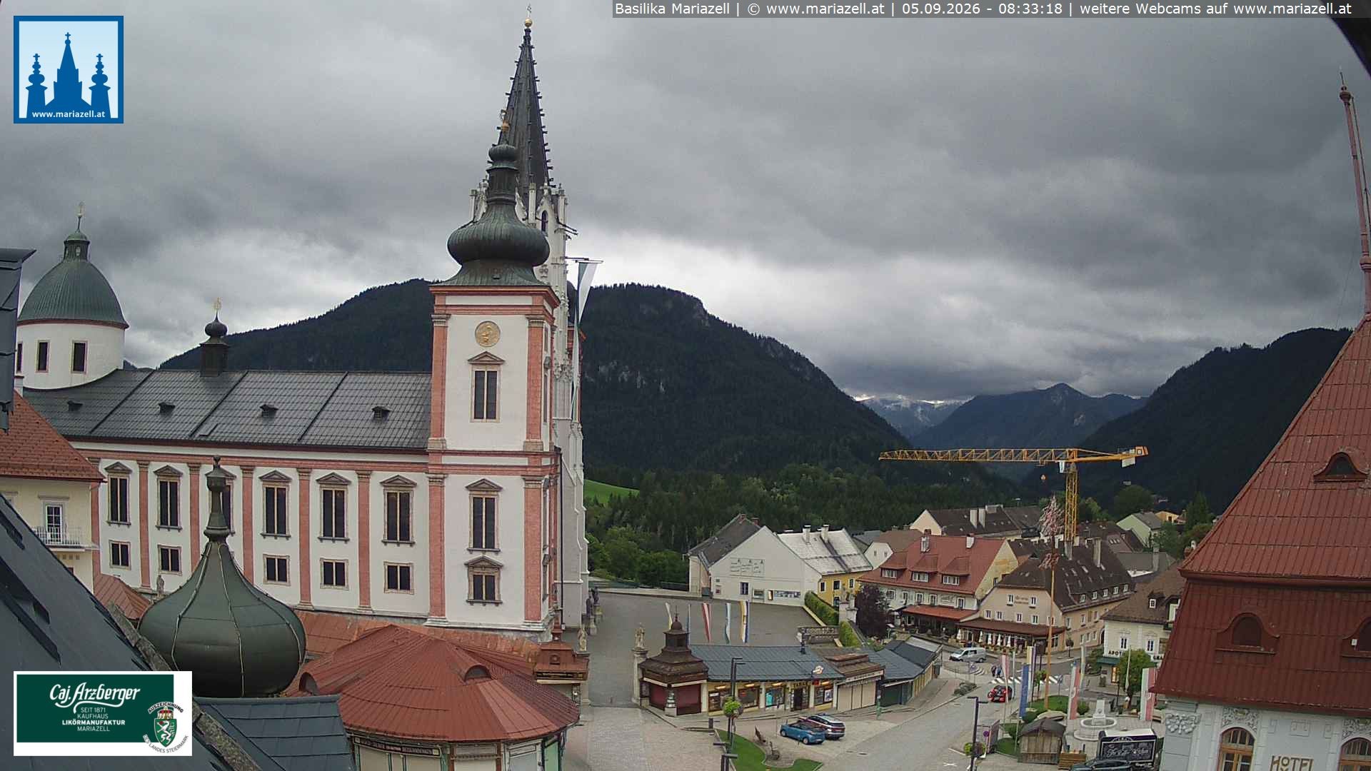 Archiv Foto Webcam Mariazell - Blick auf die Basilika