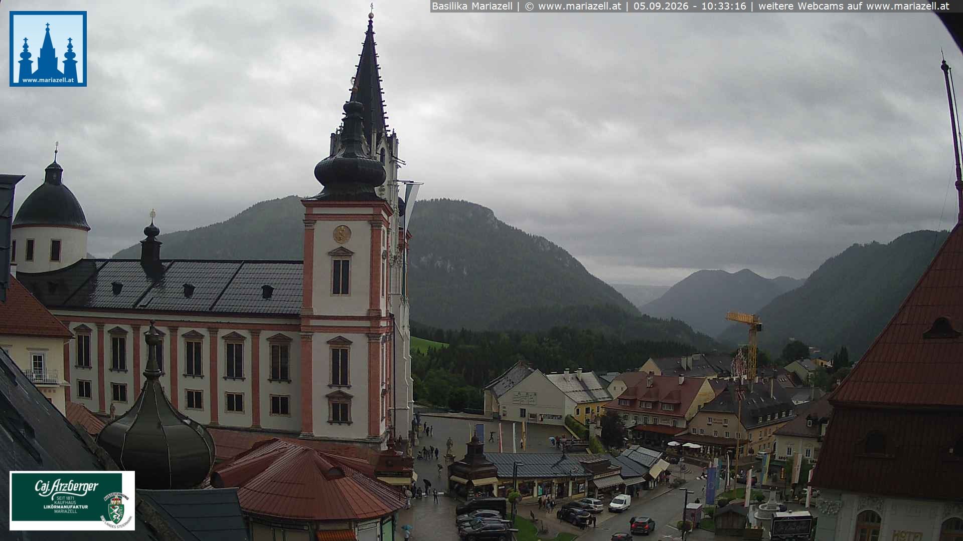 Archiv Foto Webcam Mariazell - Blick auf die Basilika