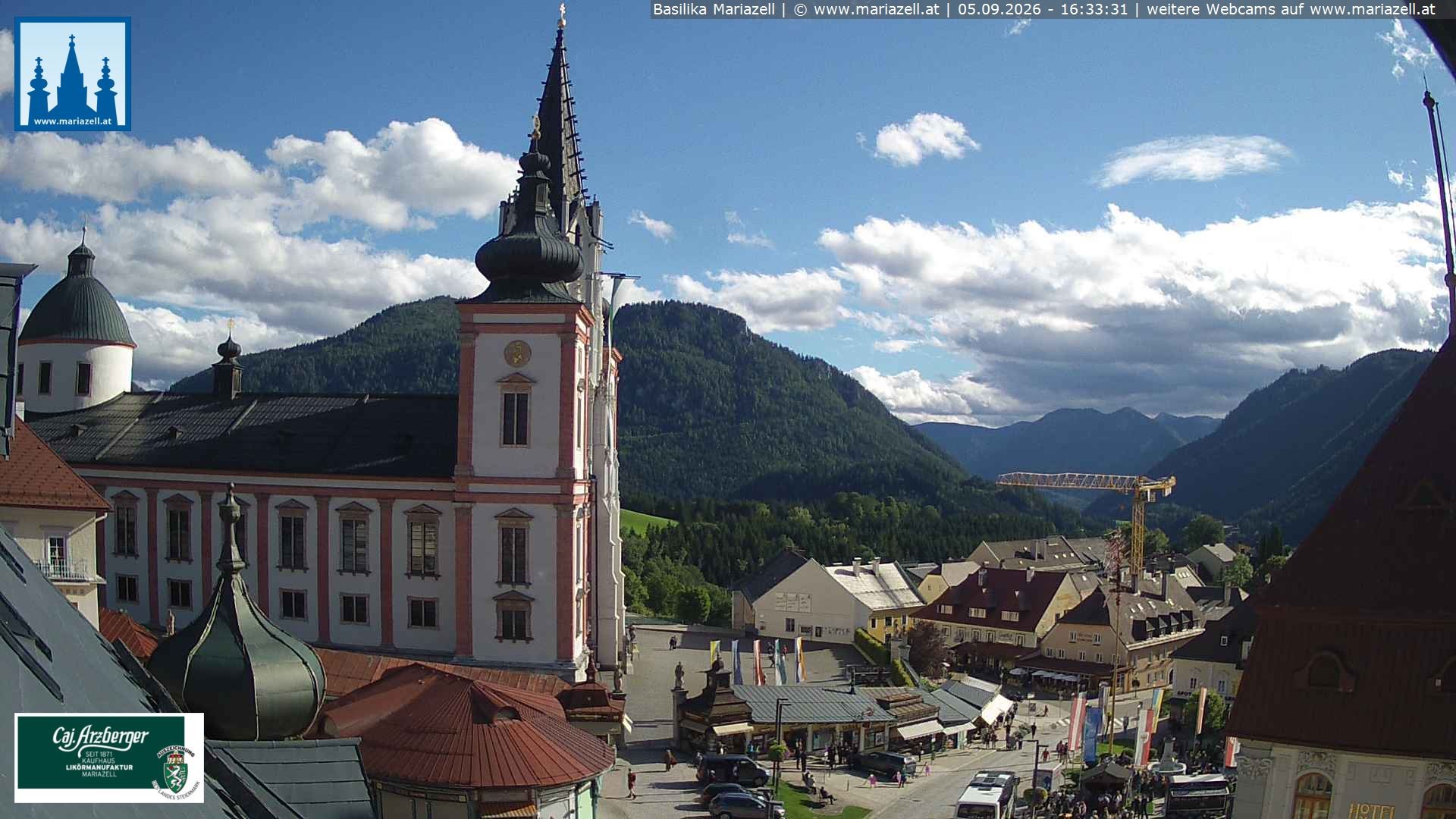 Archiv Foto Webcam Mariazell - Blick auf die Basilika