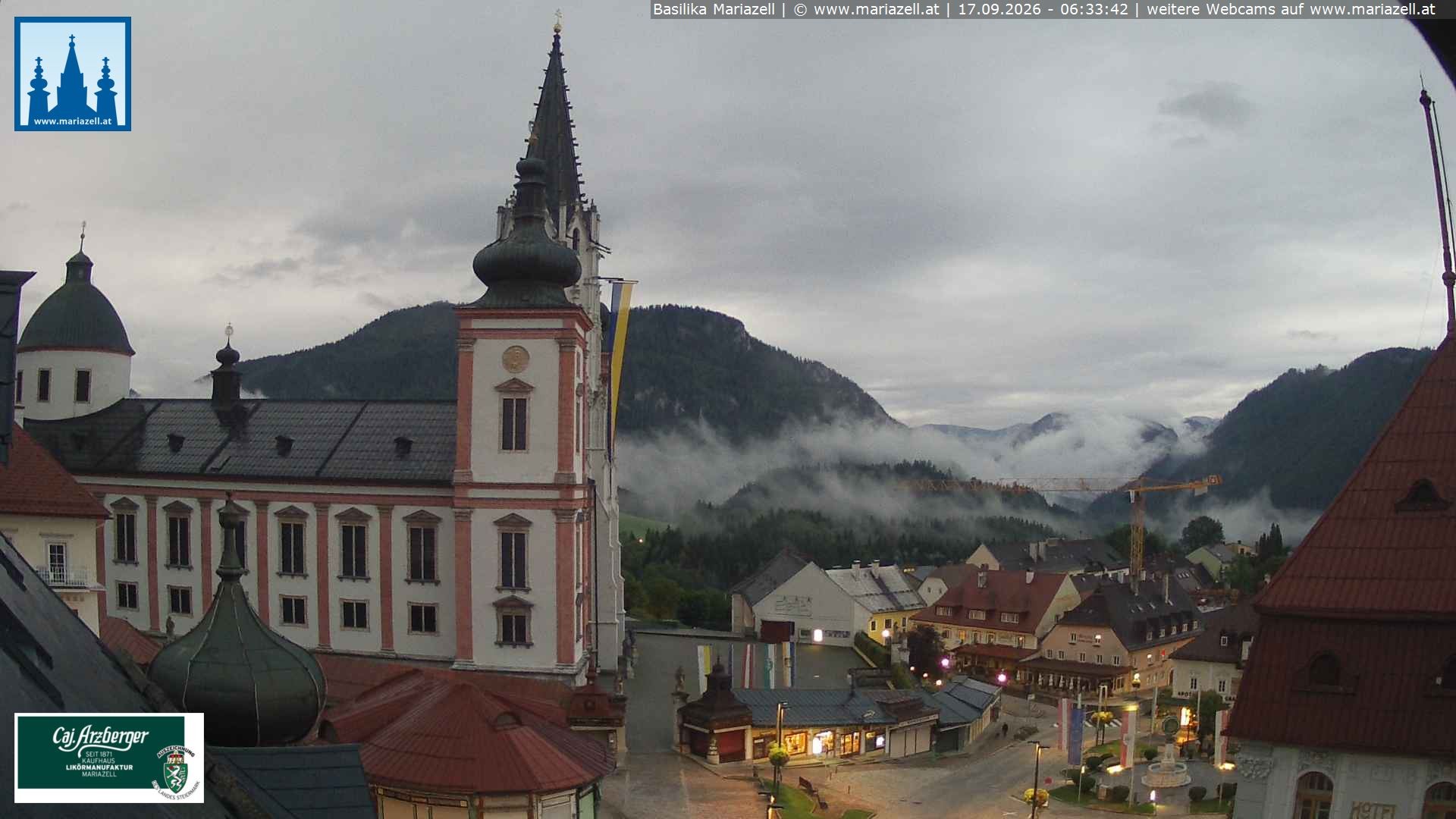 Archiv Foto Webcam Mariazell - Blick auf die Basilika