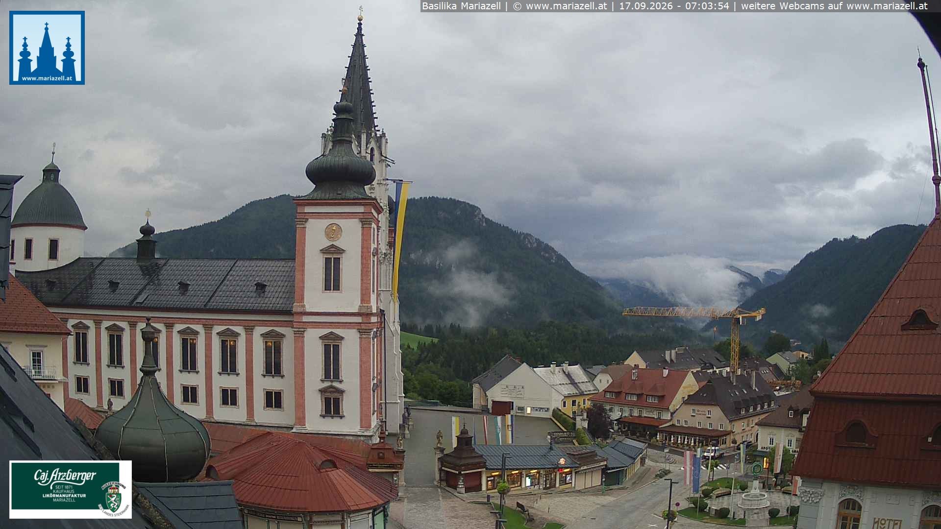 Archiv Foto Webcam Mariazell - Blick auf die Basilika