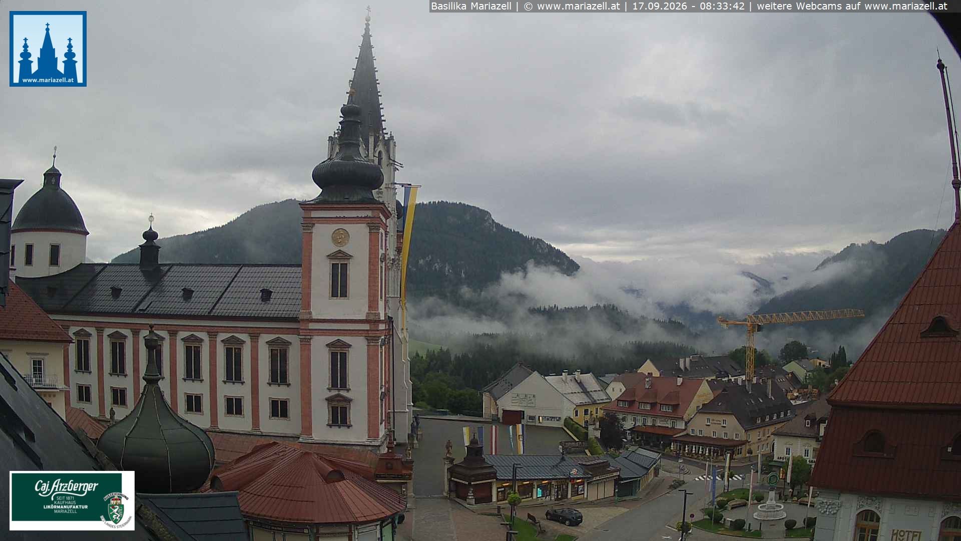 Archiv Foto Webcam Mariazell - Blick auf die Basilika