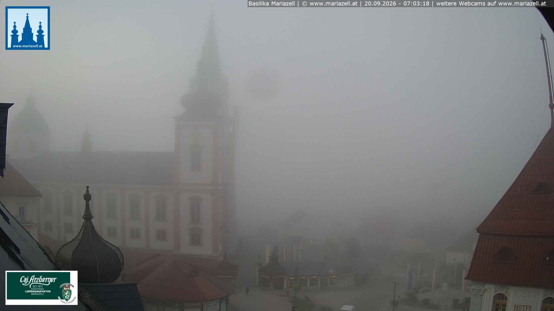 Archiv Foto Webcam Mariazell - Blick auf die Basilika