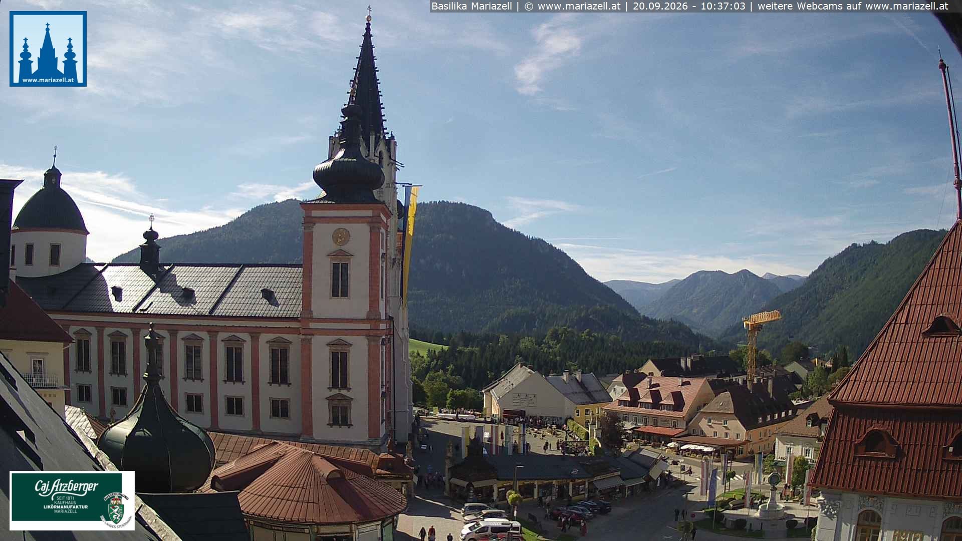 Archiv Foto Webcam Mariazell - Blick auf die Basilika