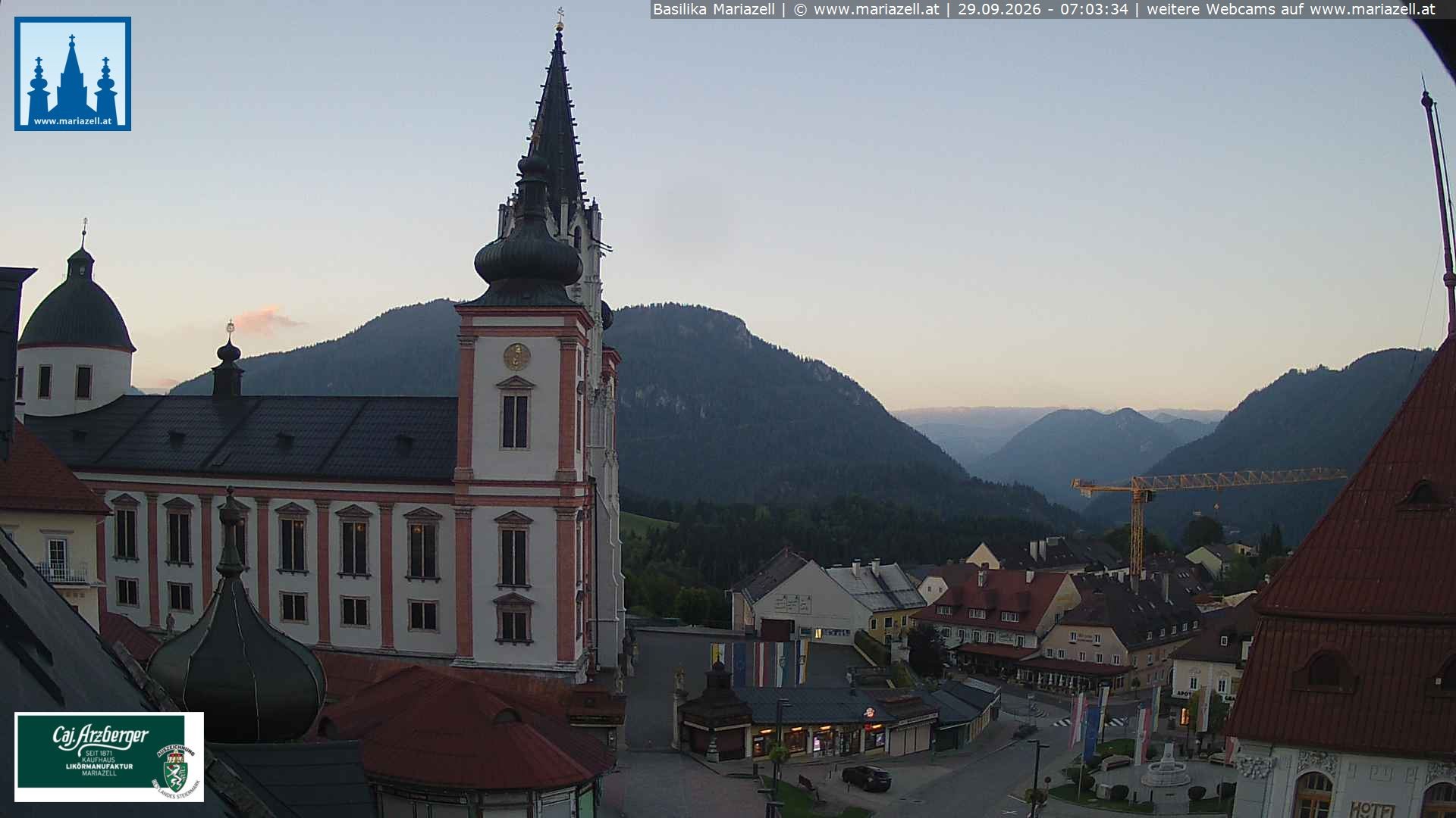 Archiv Foto Webcam Mariazell - Blick auf die Basilika