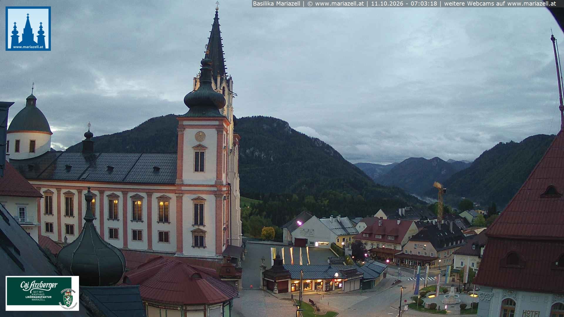 Archiv Foto Webcam Mariazell - Blick auf die Basilika