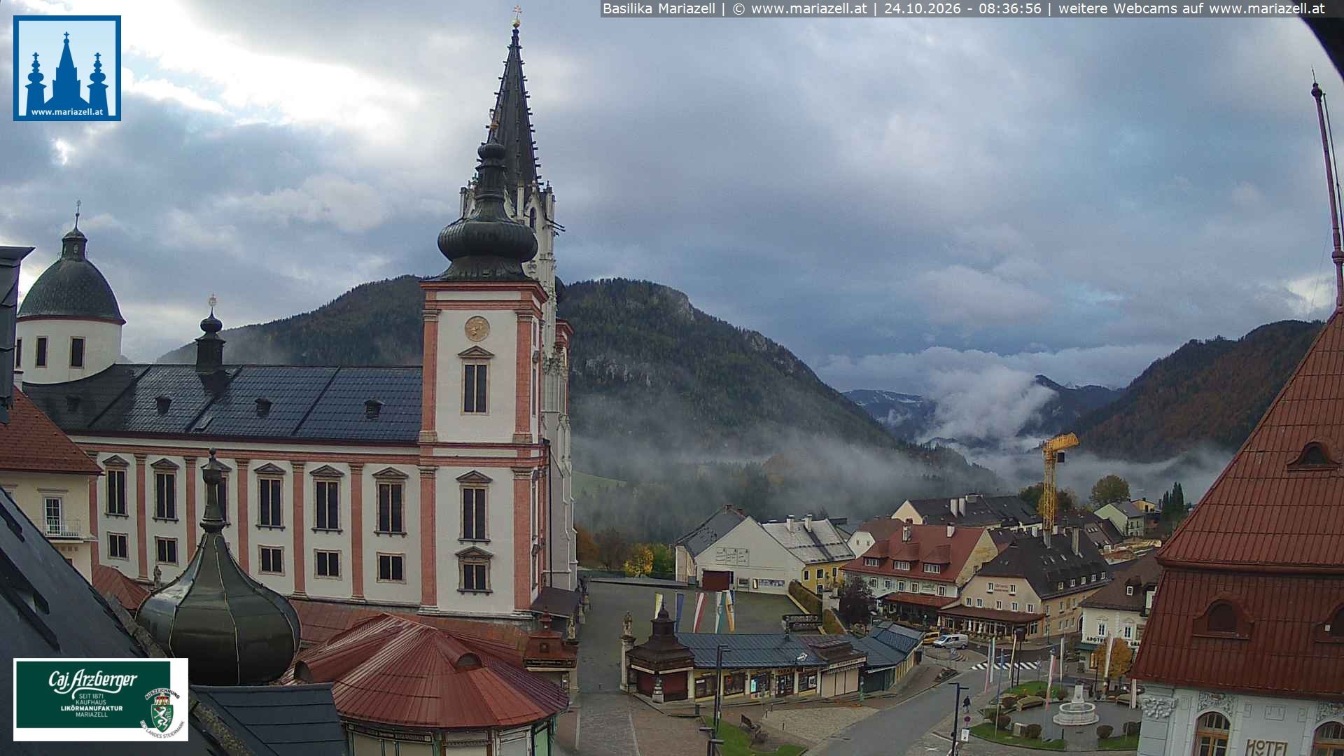 Archiv Foto Webcam Mariazell - Blick auf die Basilika