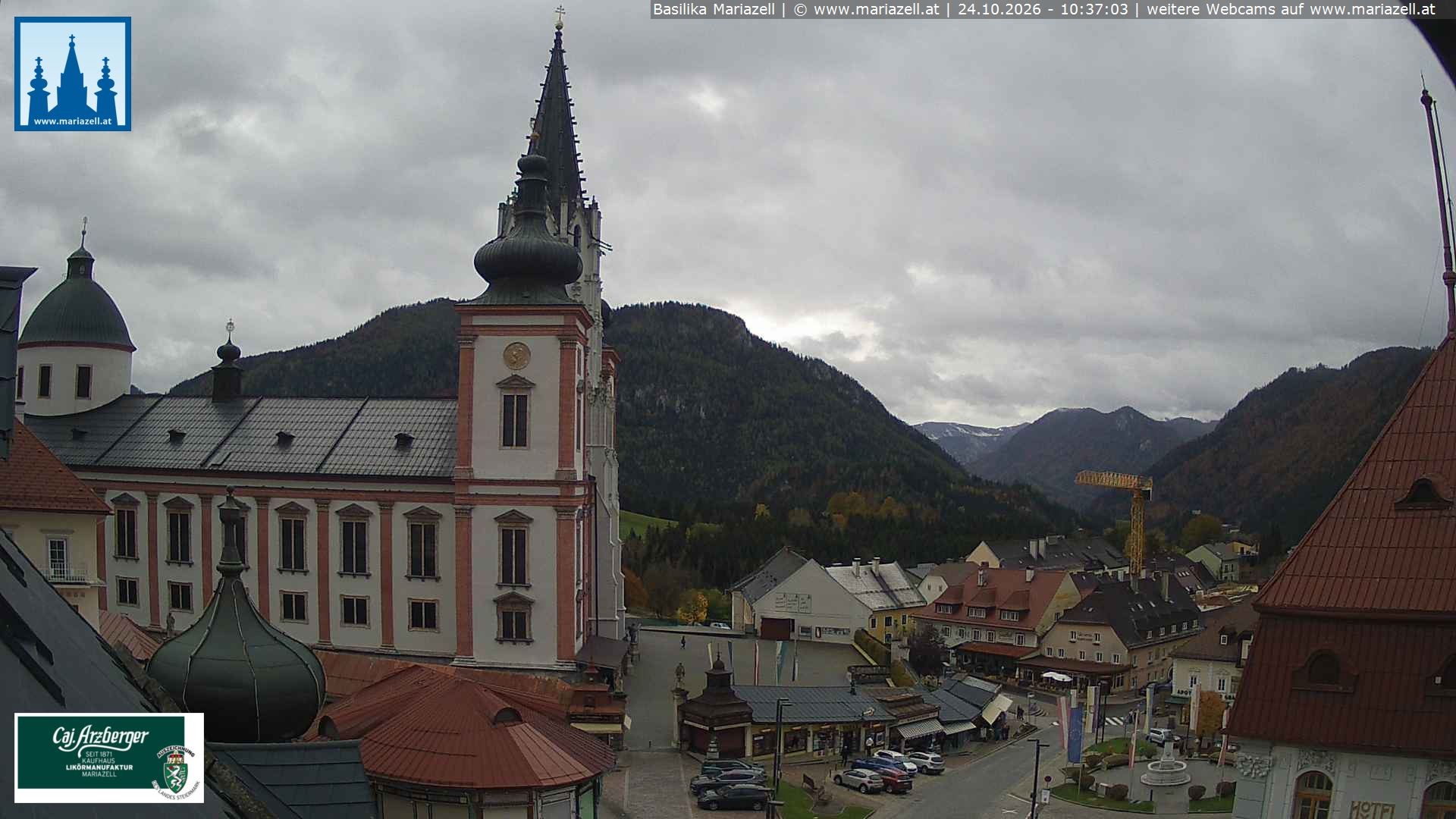 Archiv Foto Webcam Mariazell - Blick auf die Basilika
