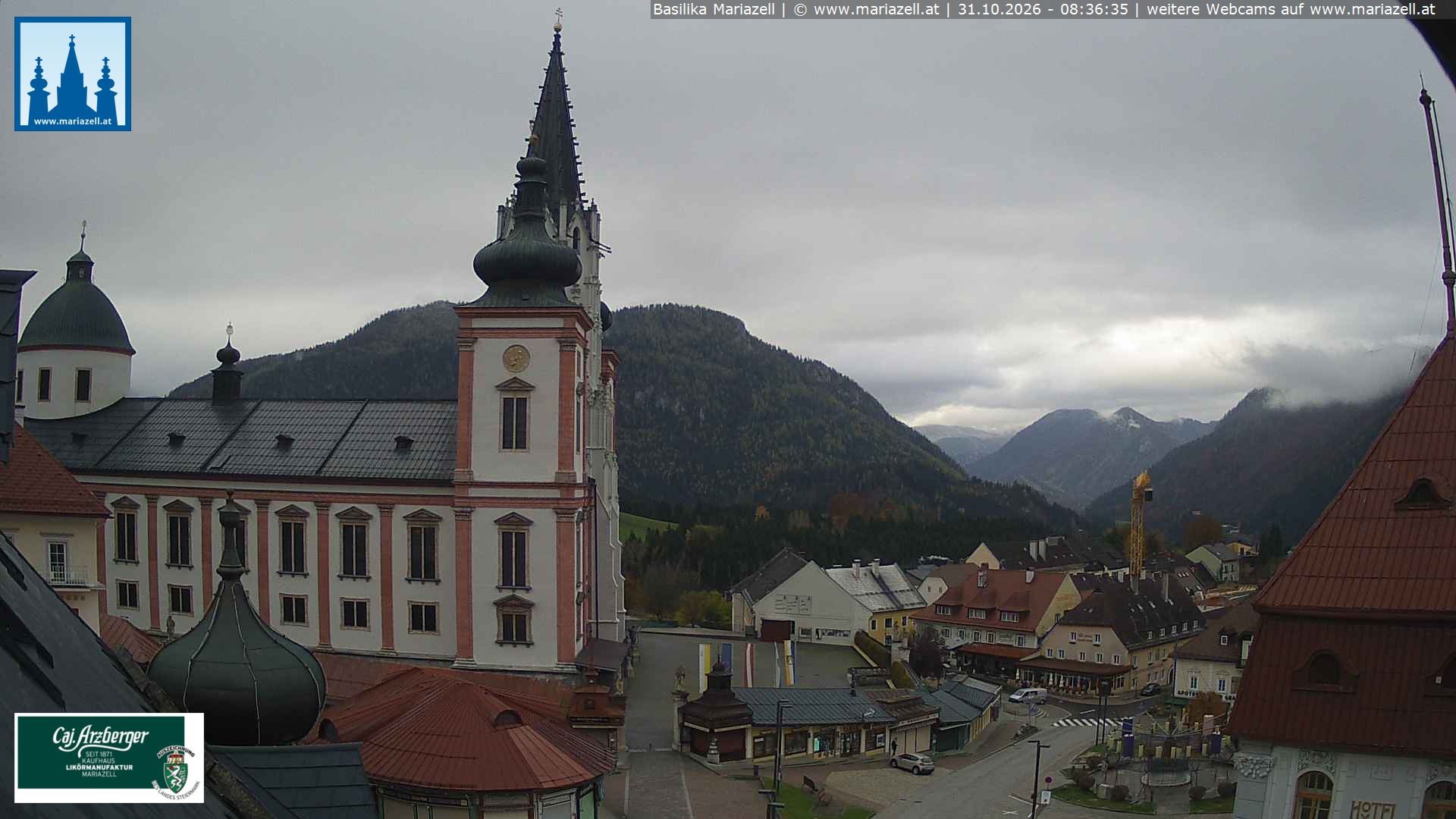 Archiv Foto Webcam Mariazell - Blick auf die Basilika