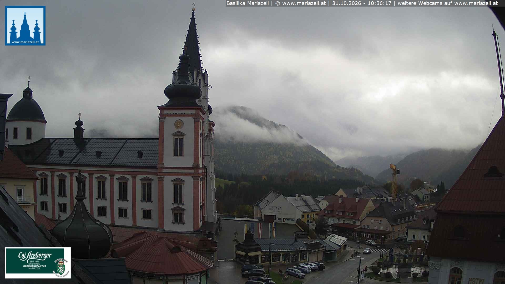 Archiv Foto Webcam Mariazell - Blick auf die Basilika