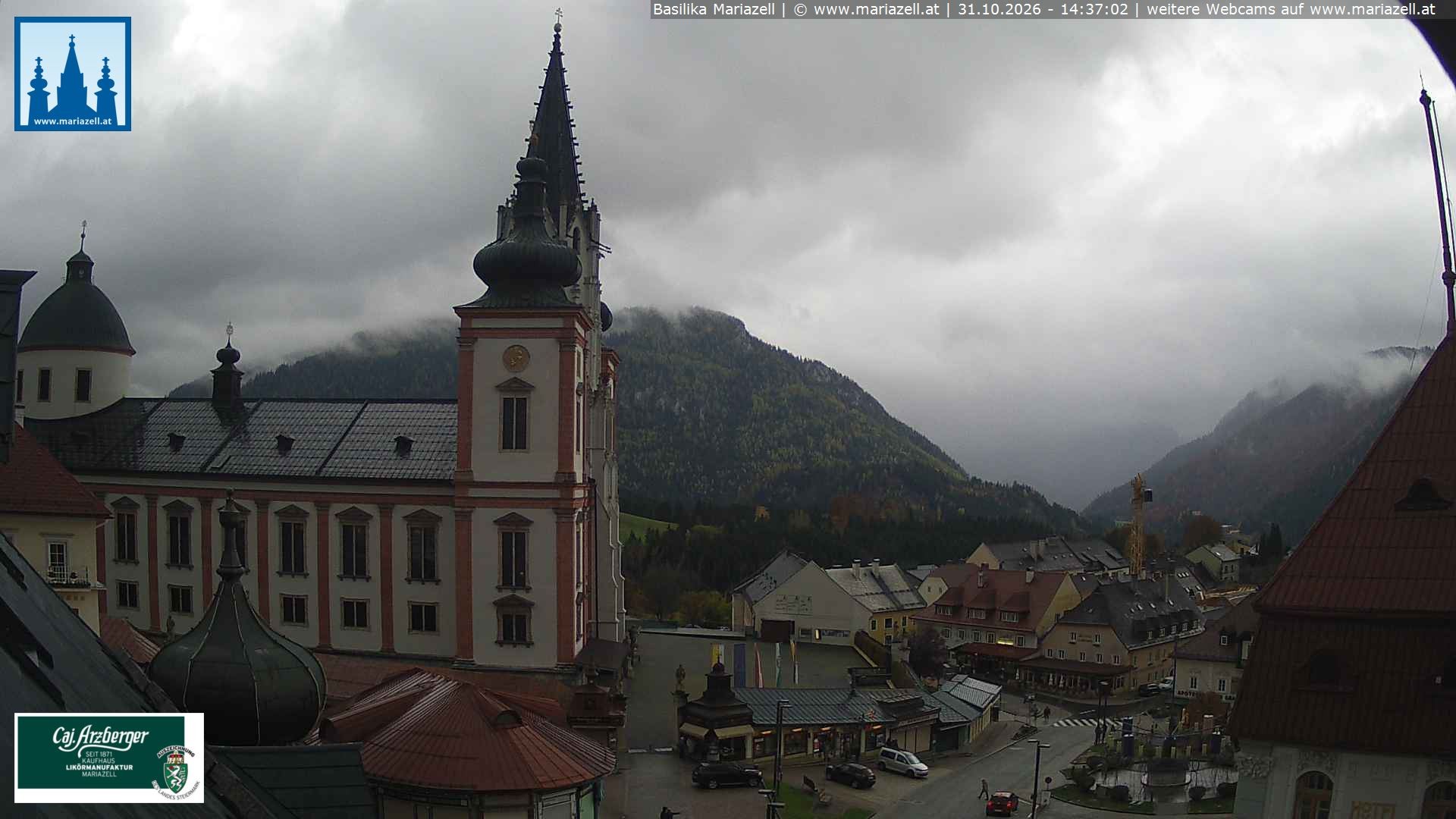 Archiv Foto Webcam Mariazell - Blick auf die Basilika