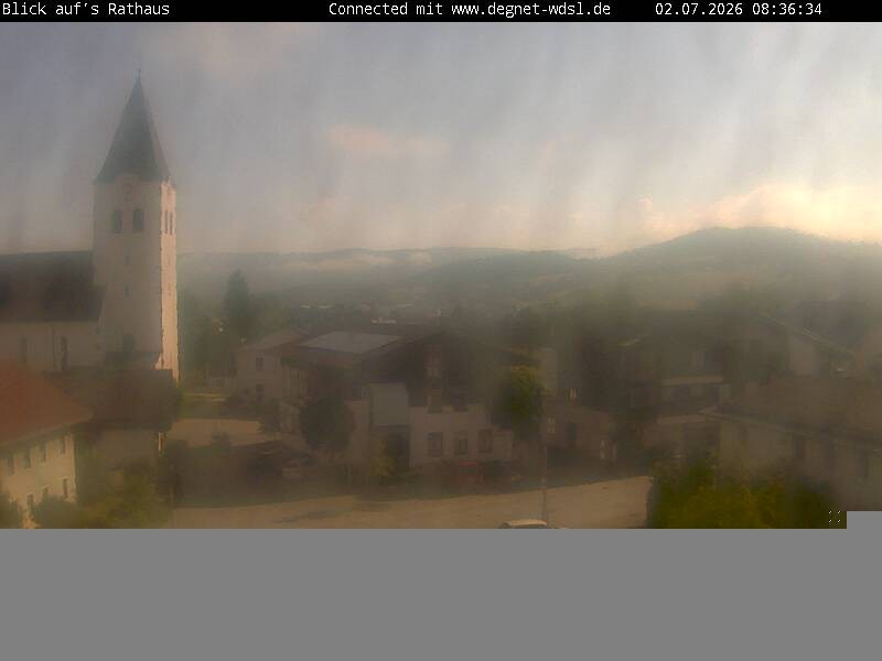 Archived image Webcam Hunderdorf - view towards church St. Nikolaus