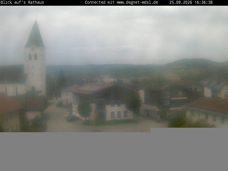 Archived image Webcam Hunderdorf - view towards church St. Nikolaus