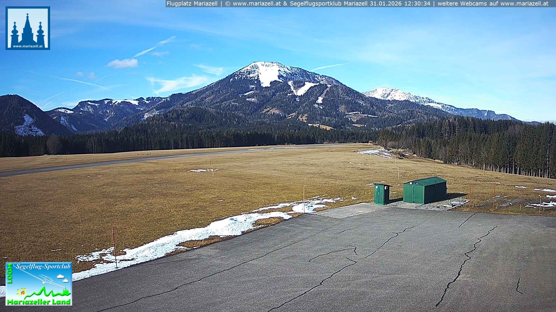 Archiv Foto Webcam Flugplatz Mariazell Blick Richtung Nordwesten