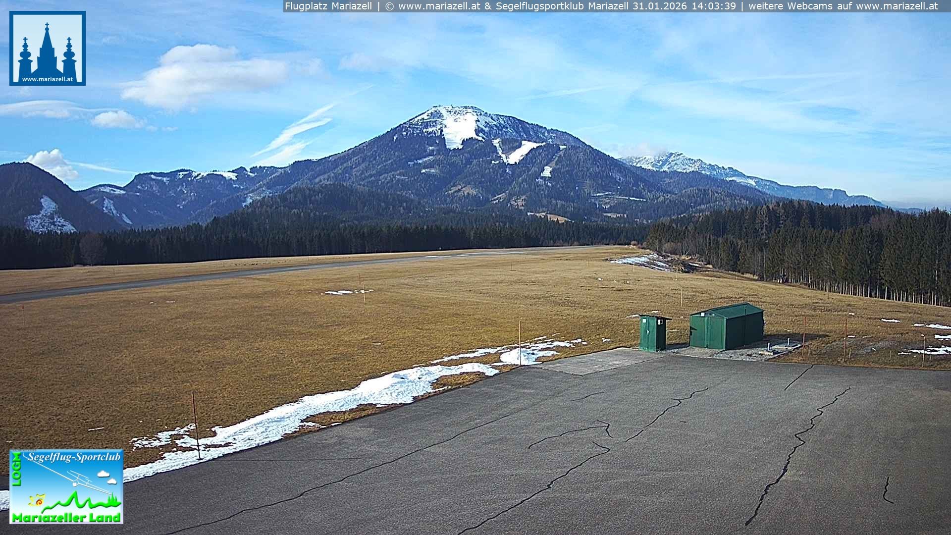 Archiv Foto Webcam Flugplatz Mariazell Blick Richtung Nordwesten