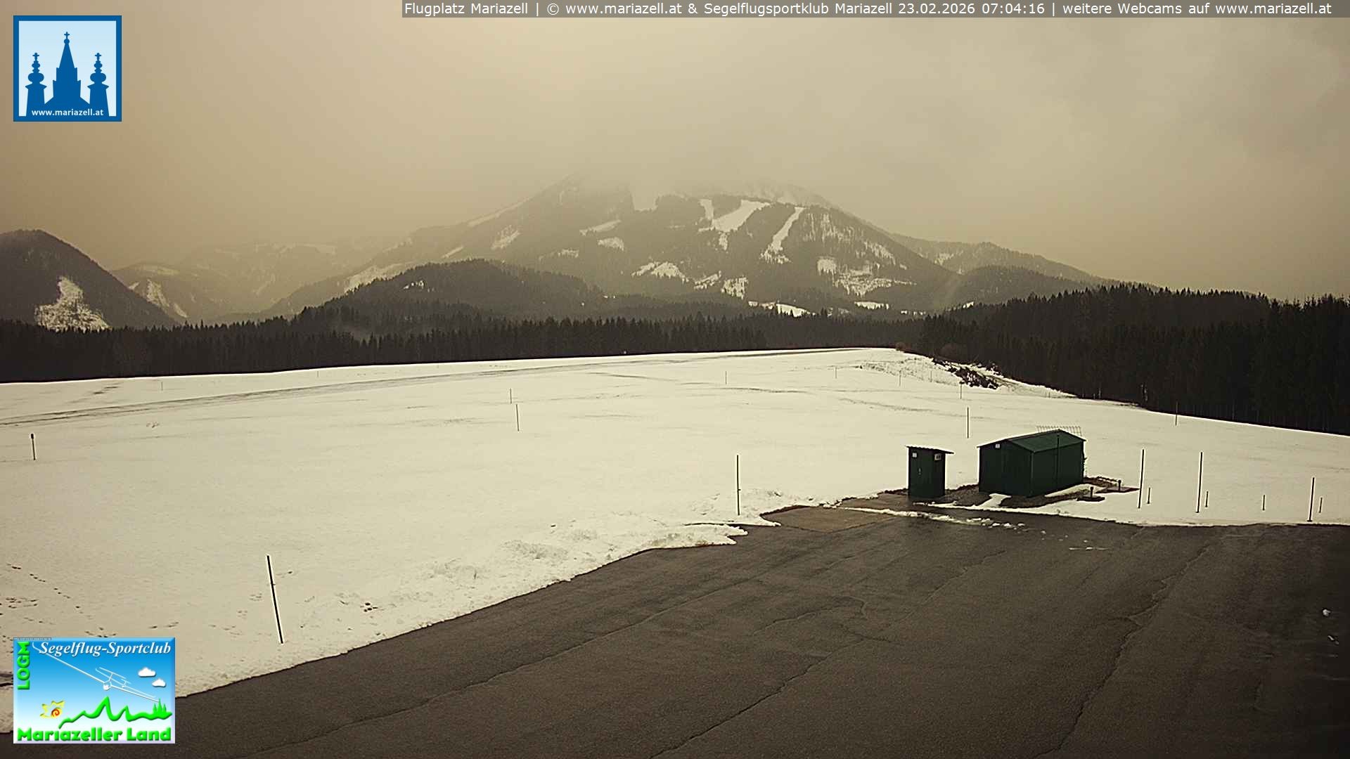 Archiv Foto Webcam Flugplatz Mariazell Blick Richtung Nordwesten